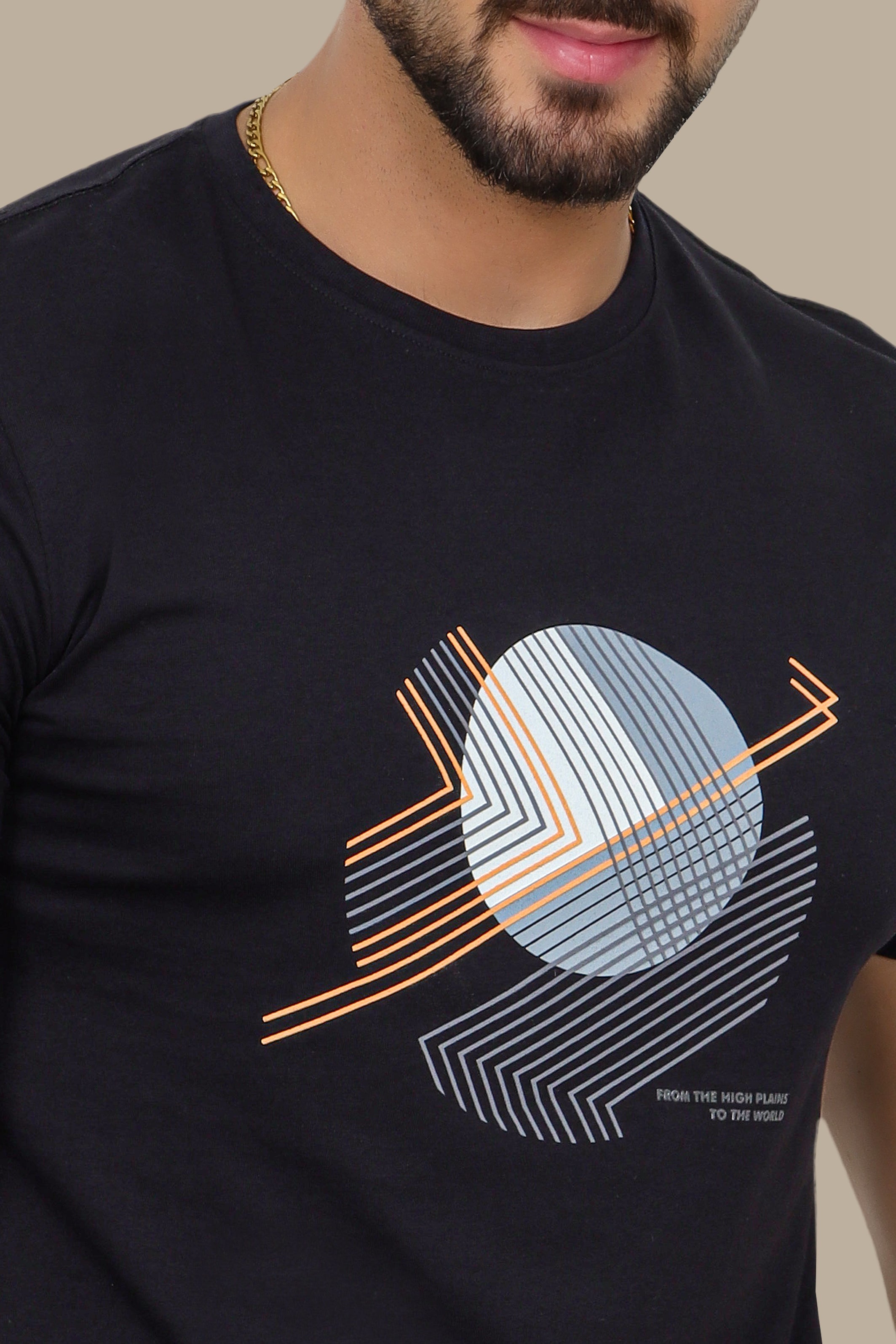 Black T-Shirt with Mid Circle Print