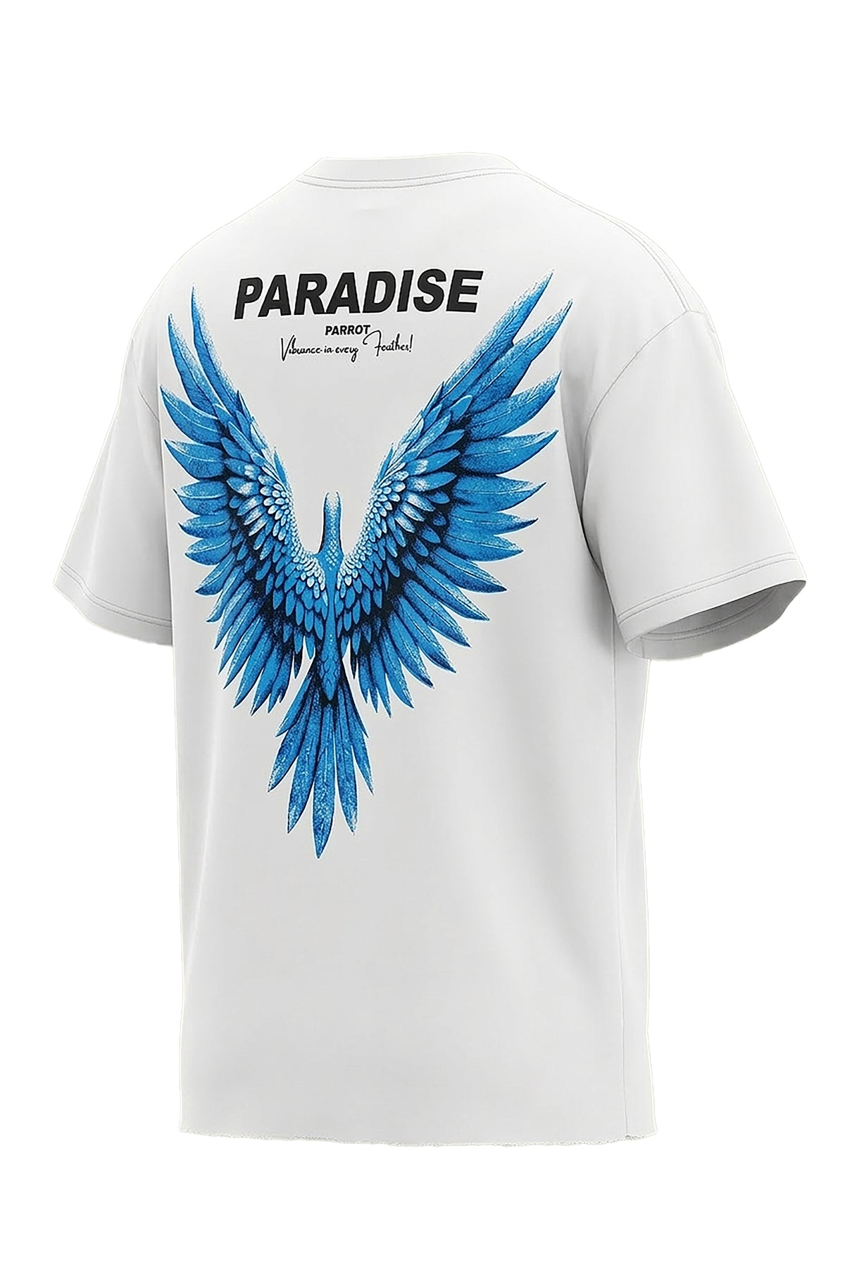 Oversized T-Shirt with Blue Parrot Paradise Print