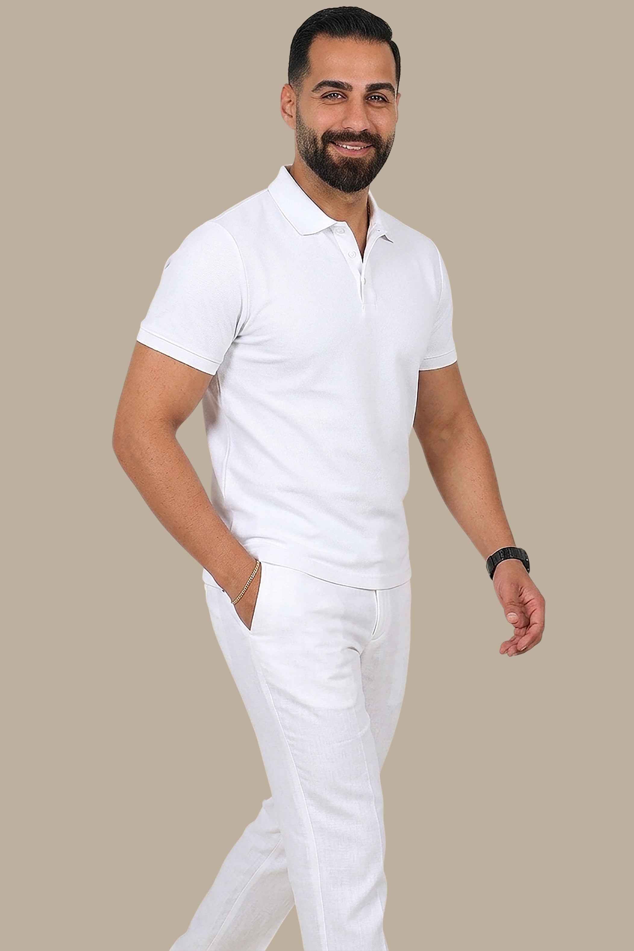 Basic Plain Polo in White