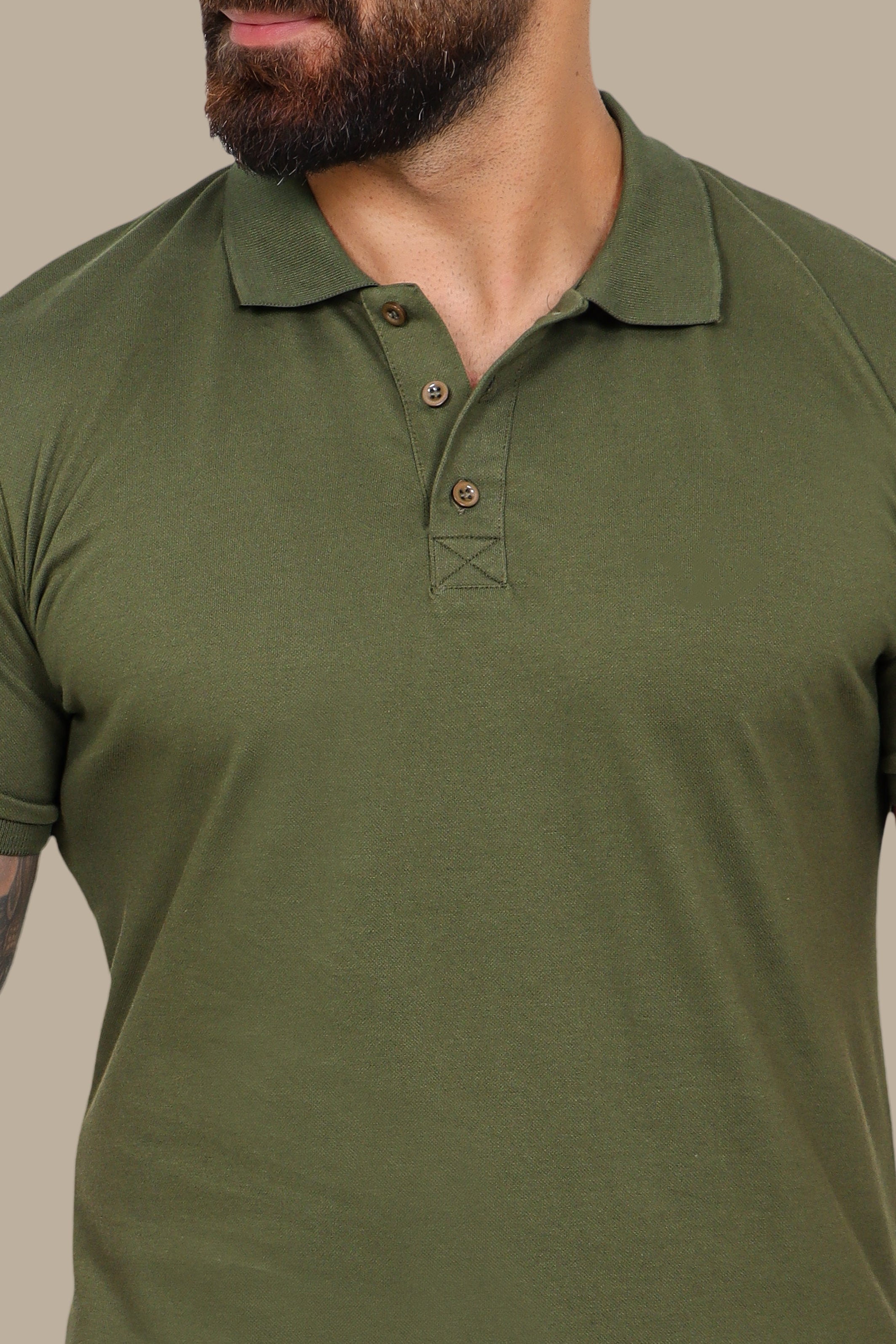 Khaki Basic Plain Polo Shirt