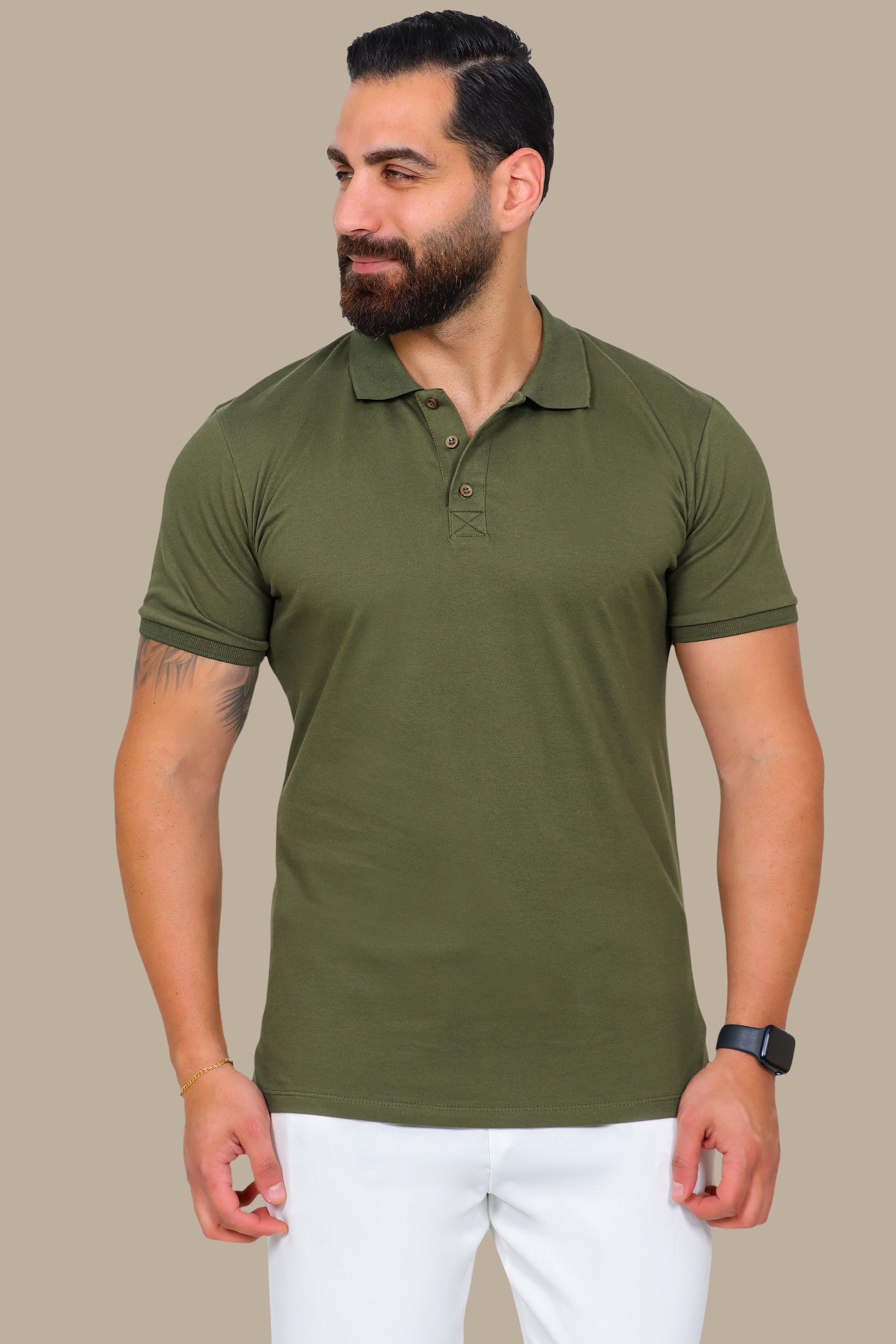 Khaki Basic Plain Polo Shirt