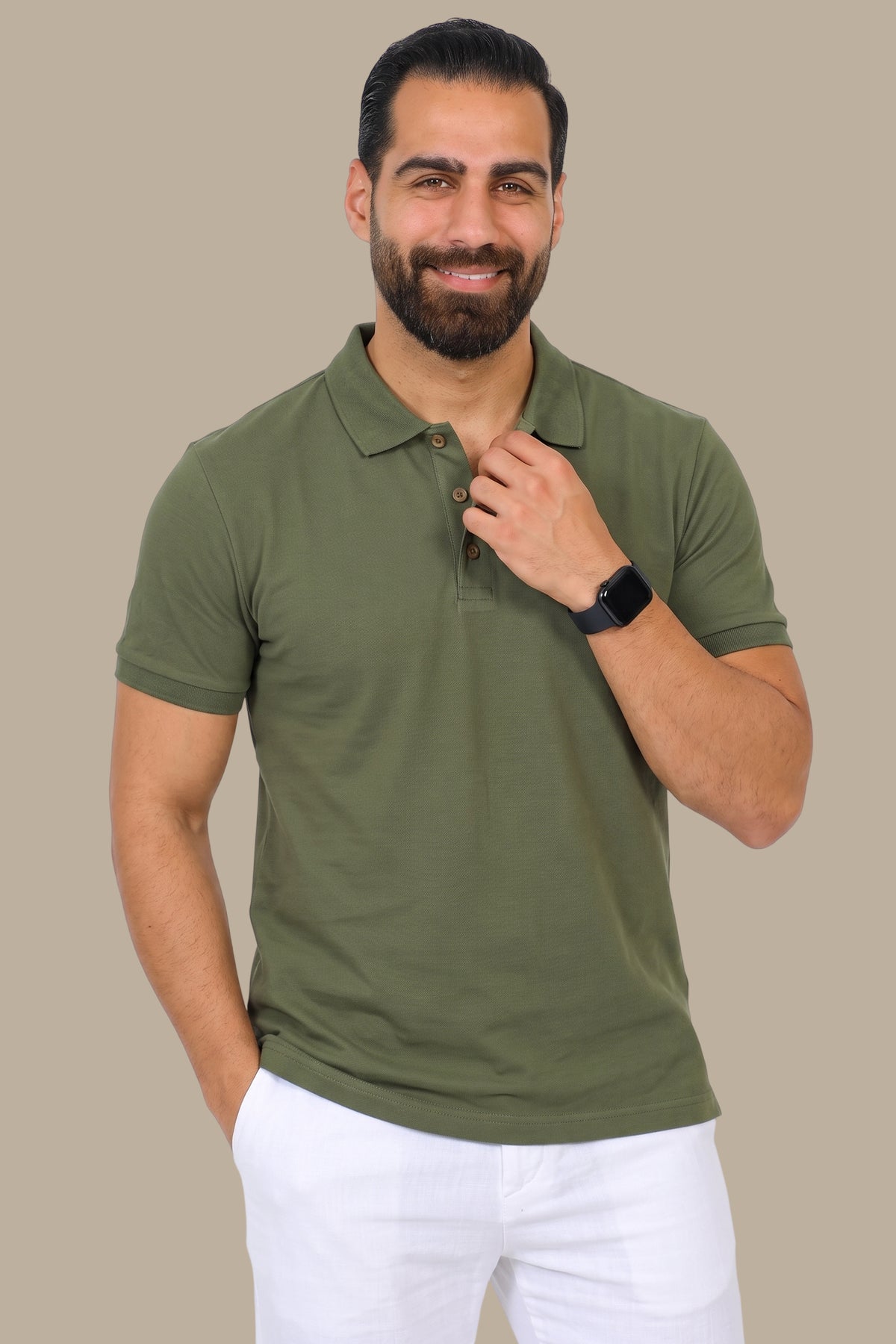 Khaki Basic Plain Polo Shirt