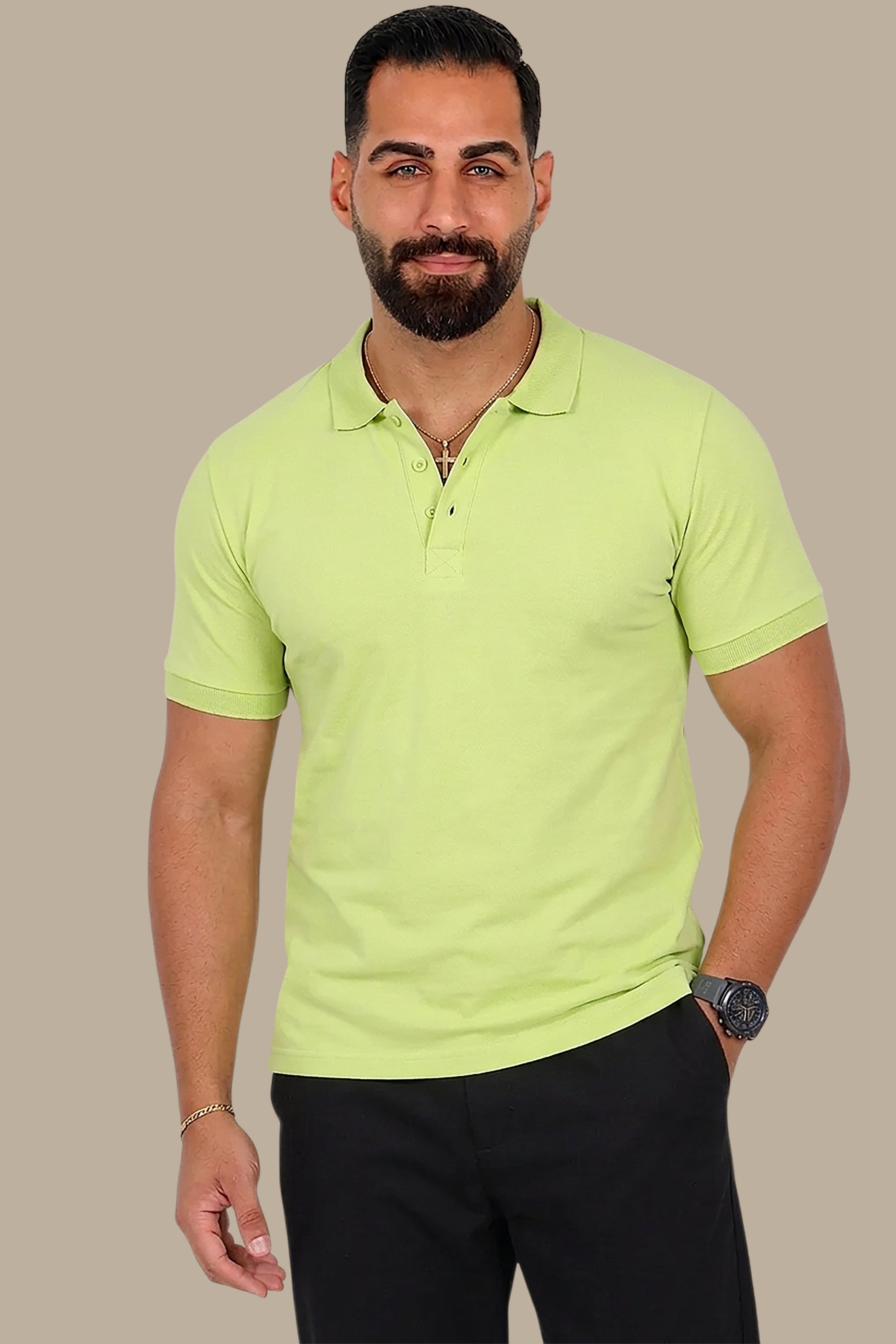 Pistache Basic Plain Polo Shirt