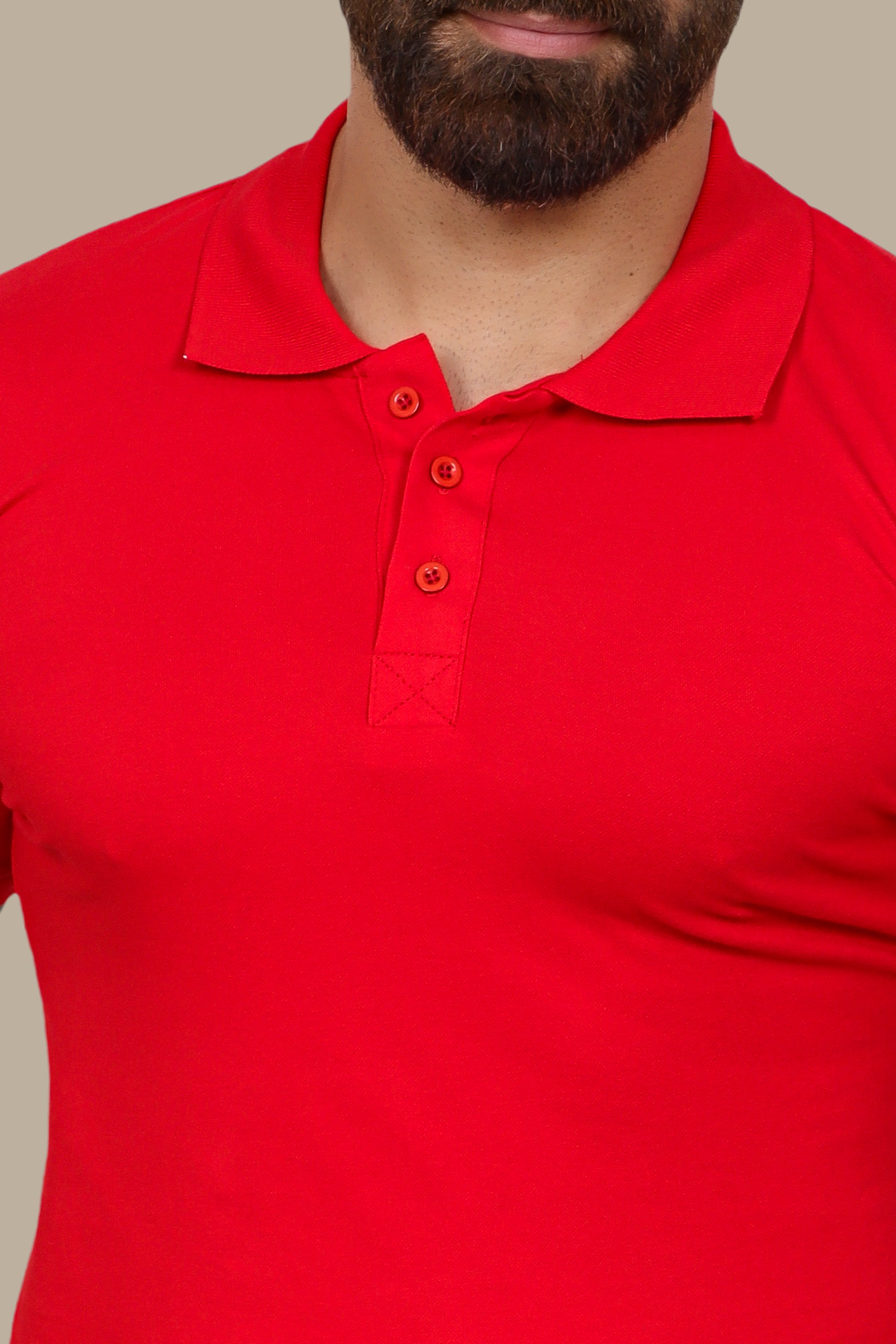 Red Basic Plain Polo Shirt