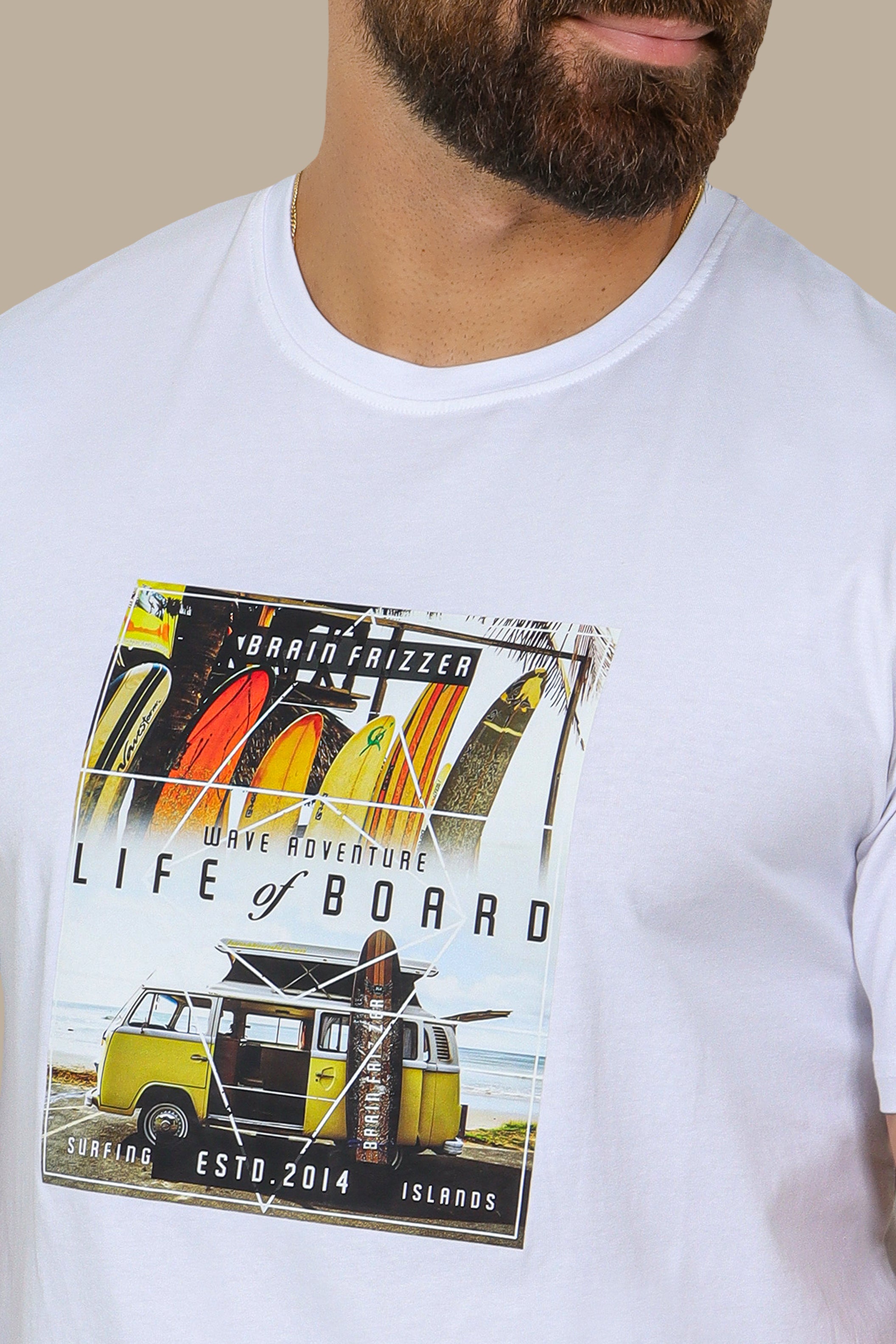 Life on Board: Printed T-Shirt in White