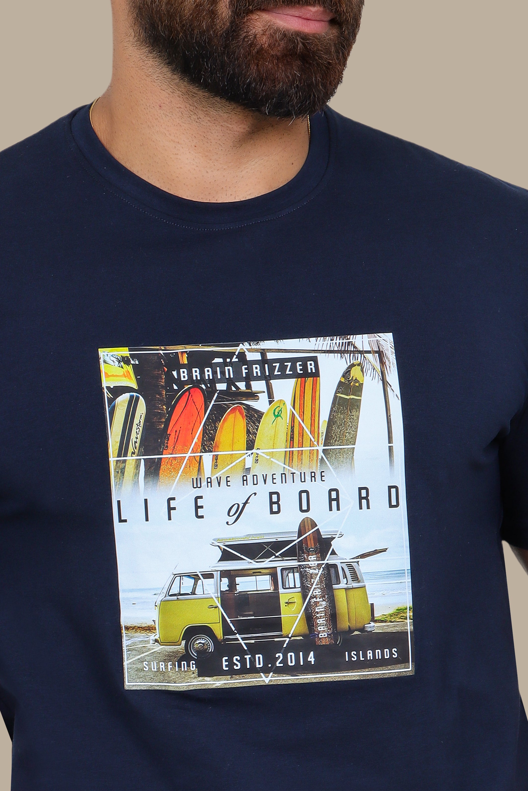 Life on Board Graphic T-Shirt with Surf Van Print