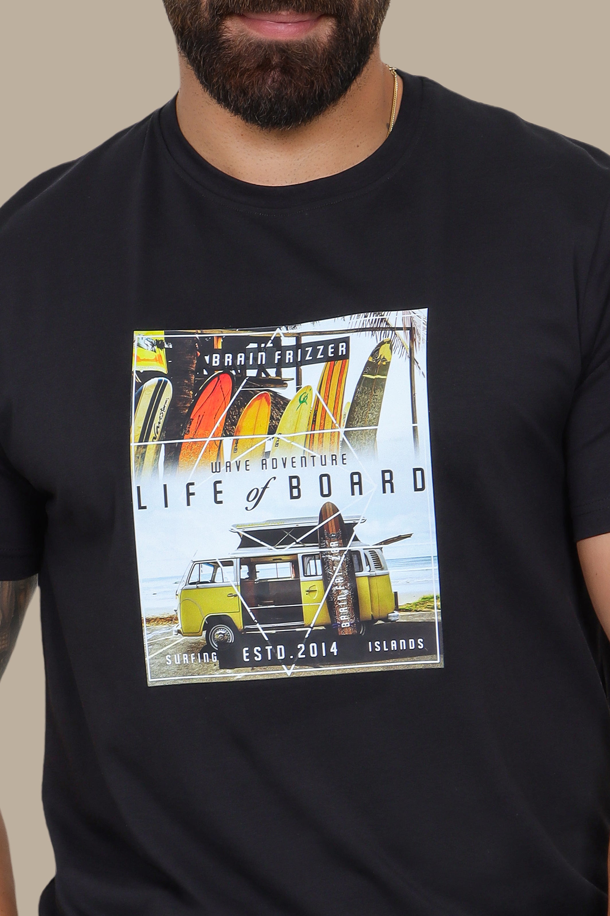 T-Shirt with Life of Board Print and Surf Van Graphic