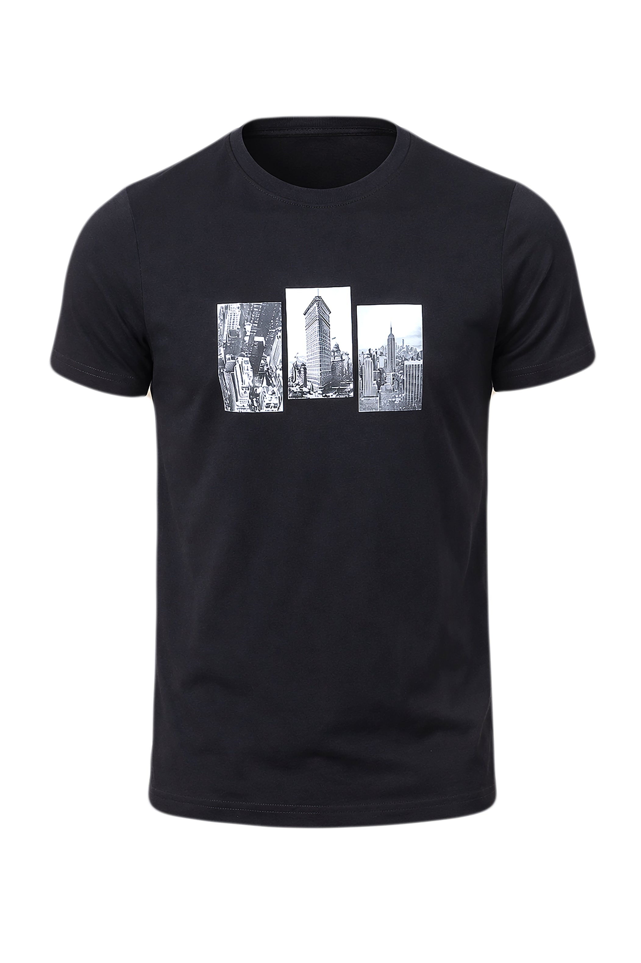 Black T-Shirt with NY Downtown Print