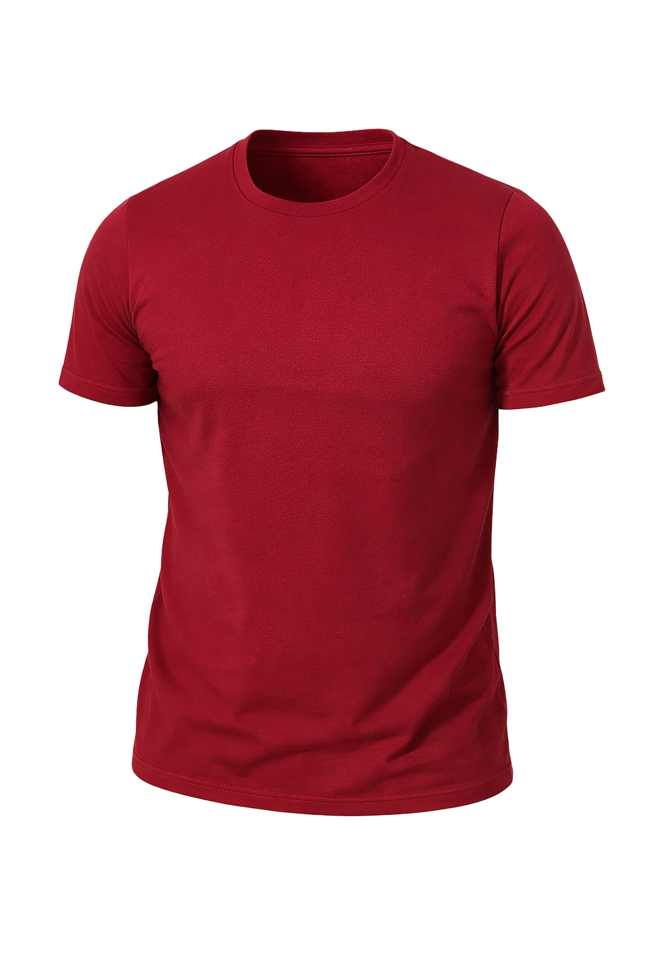 Burgundy Basic Round Neck T-Shirt