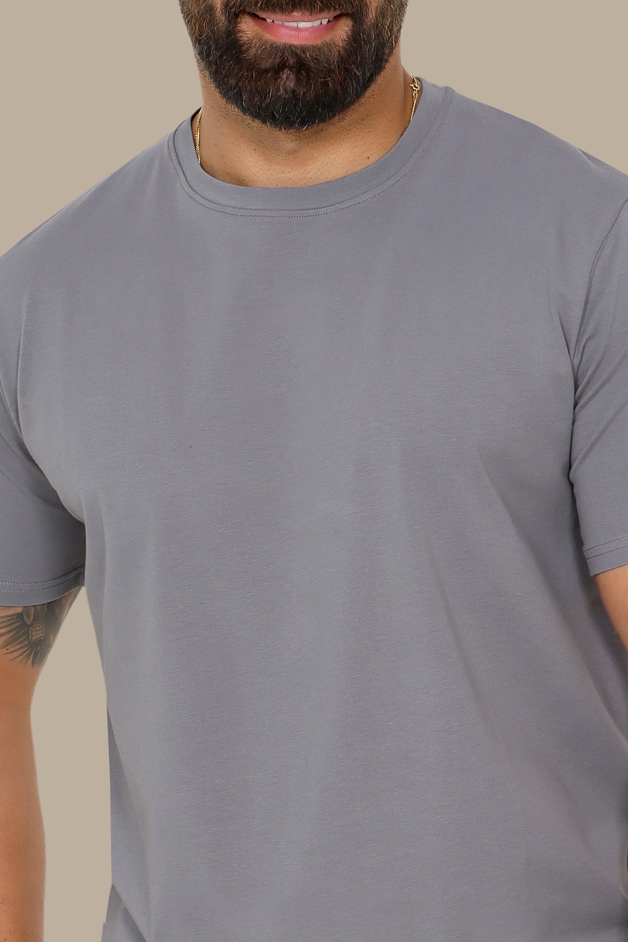 Grey Basic Round Neck T-Shirt