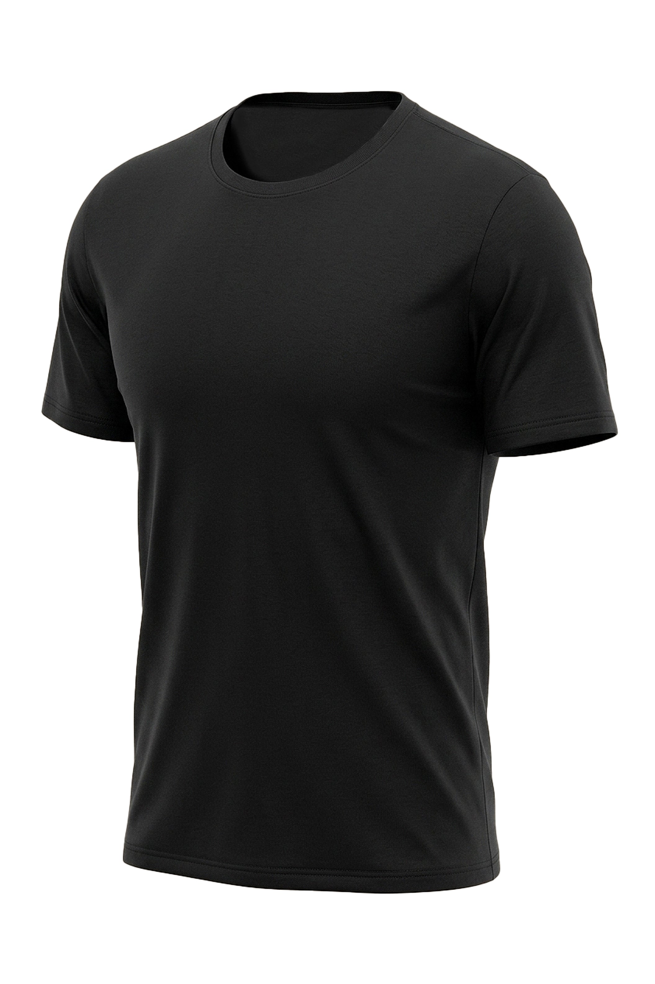 Noir Essence: Black Basic Round Neck T-Shirt