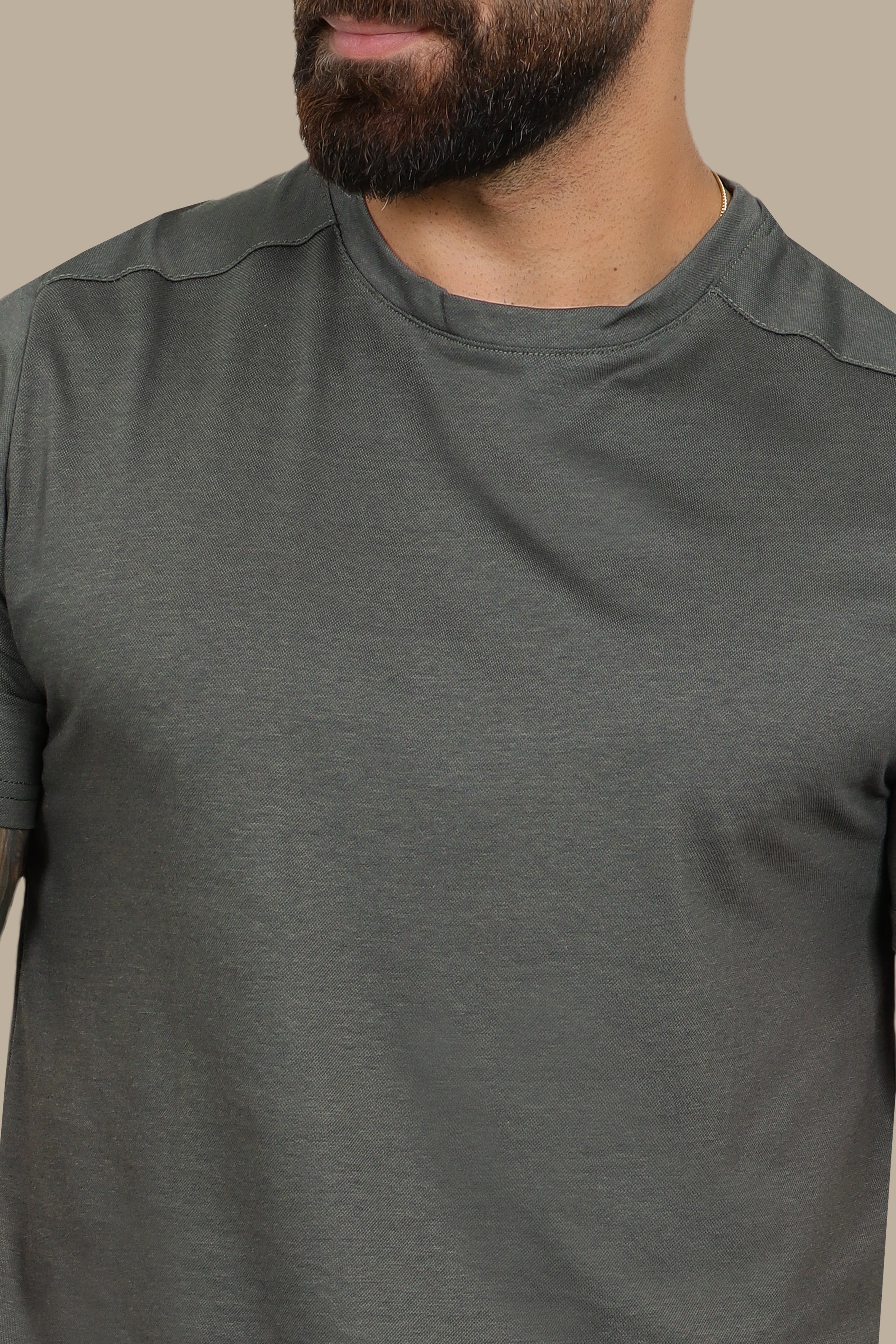 Khaki Oxford Piquet T-Shirt