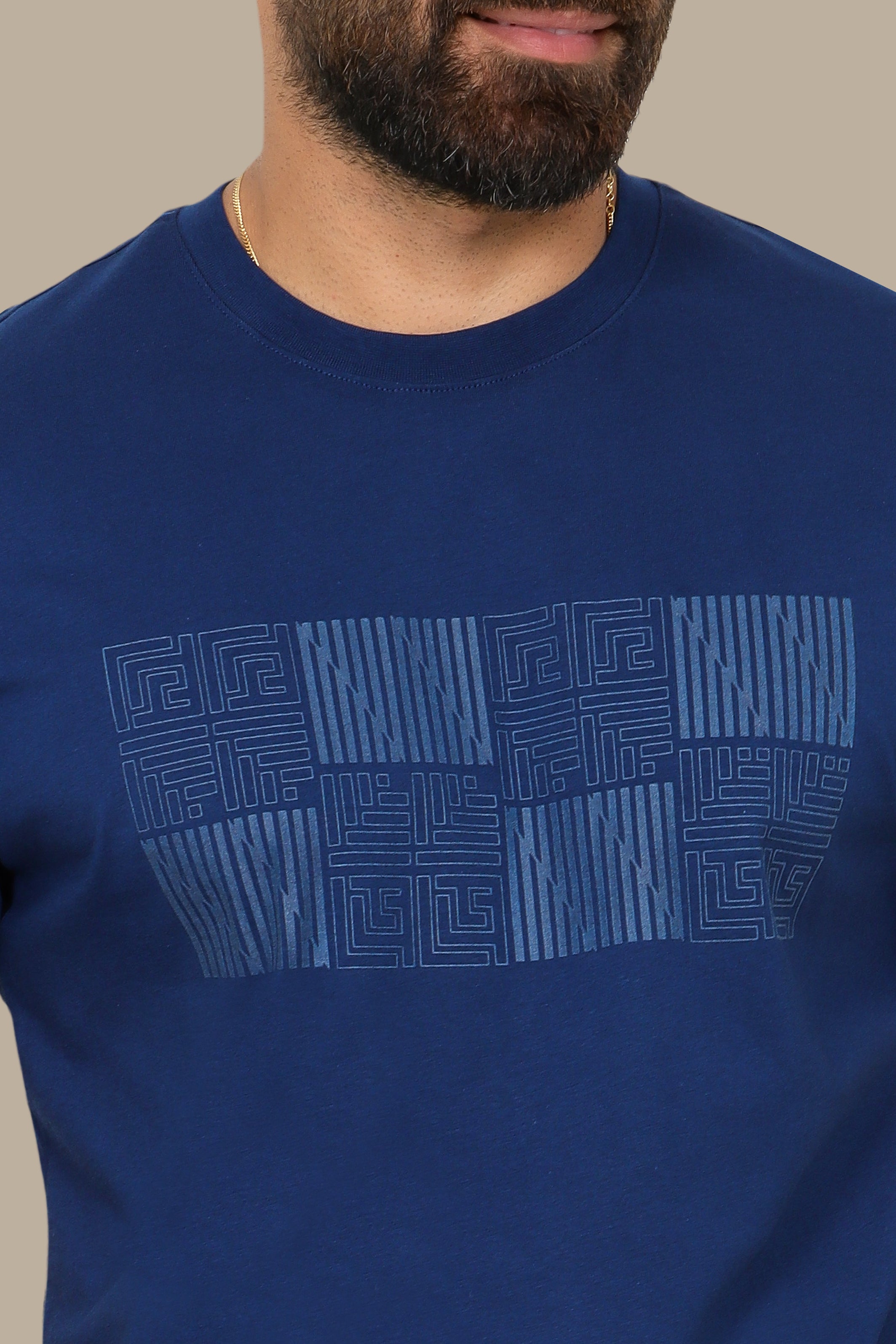 Navy Geometric Square Print T-Shirt