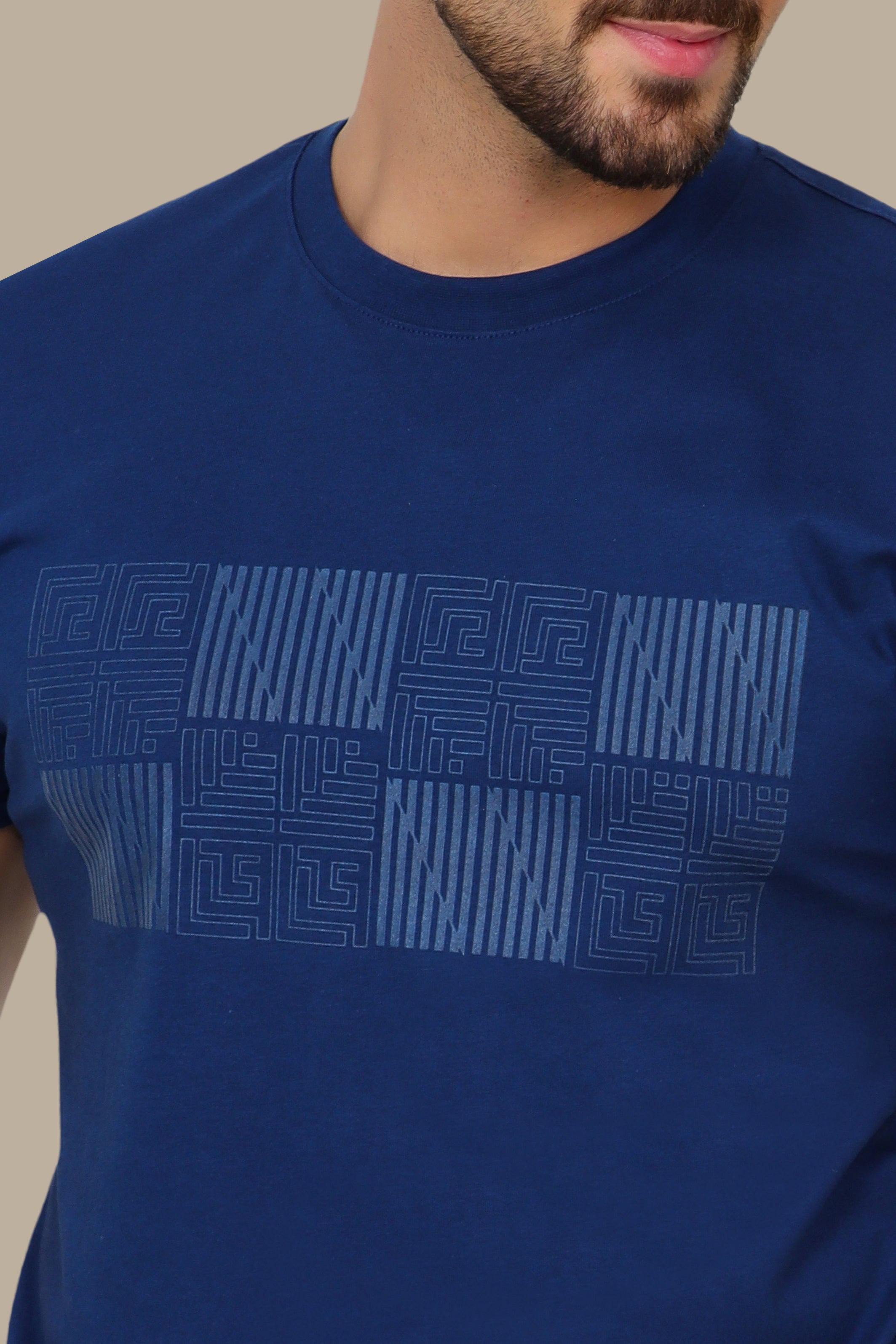 Navy Geometric Square Print T-Shirt