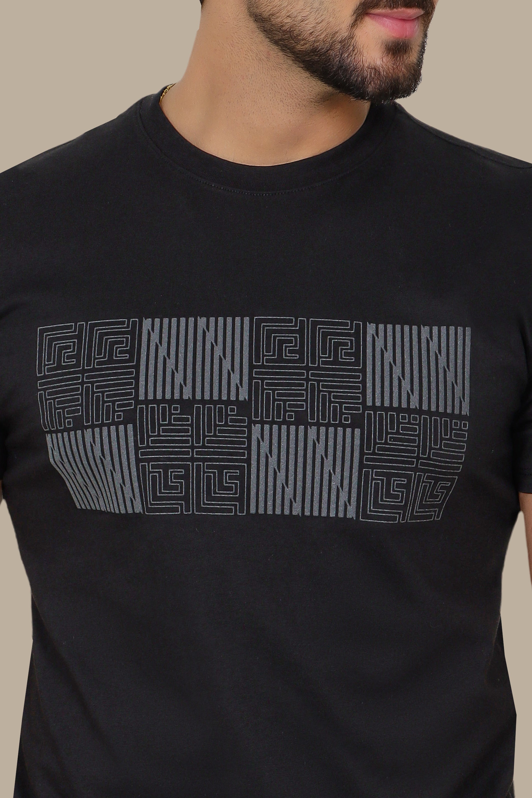 Geometric Square Black T-Shirt