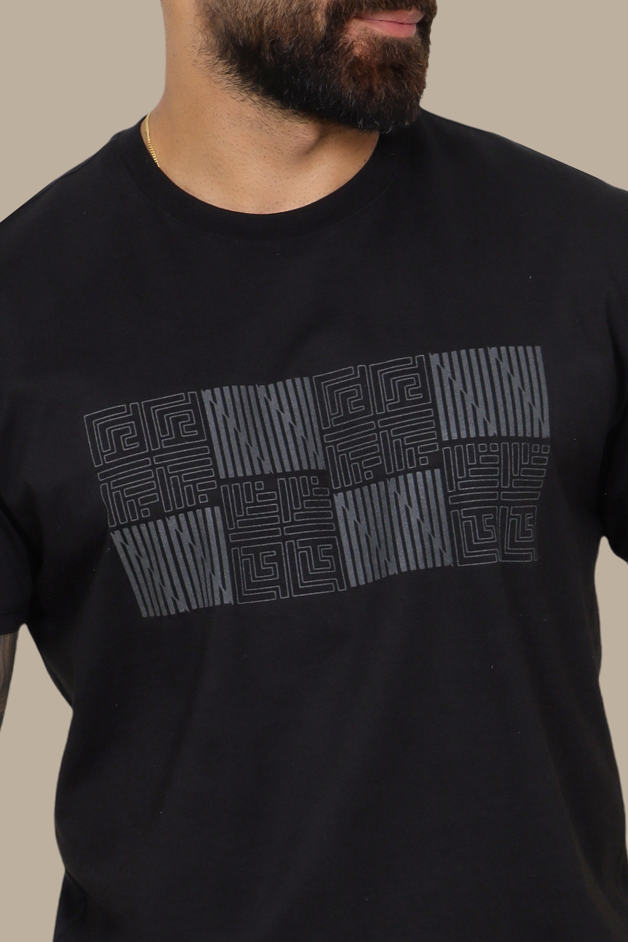 Geometric Square Black T-Shirt