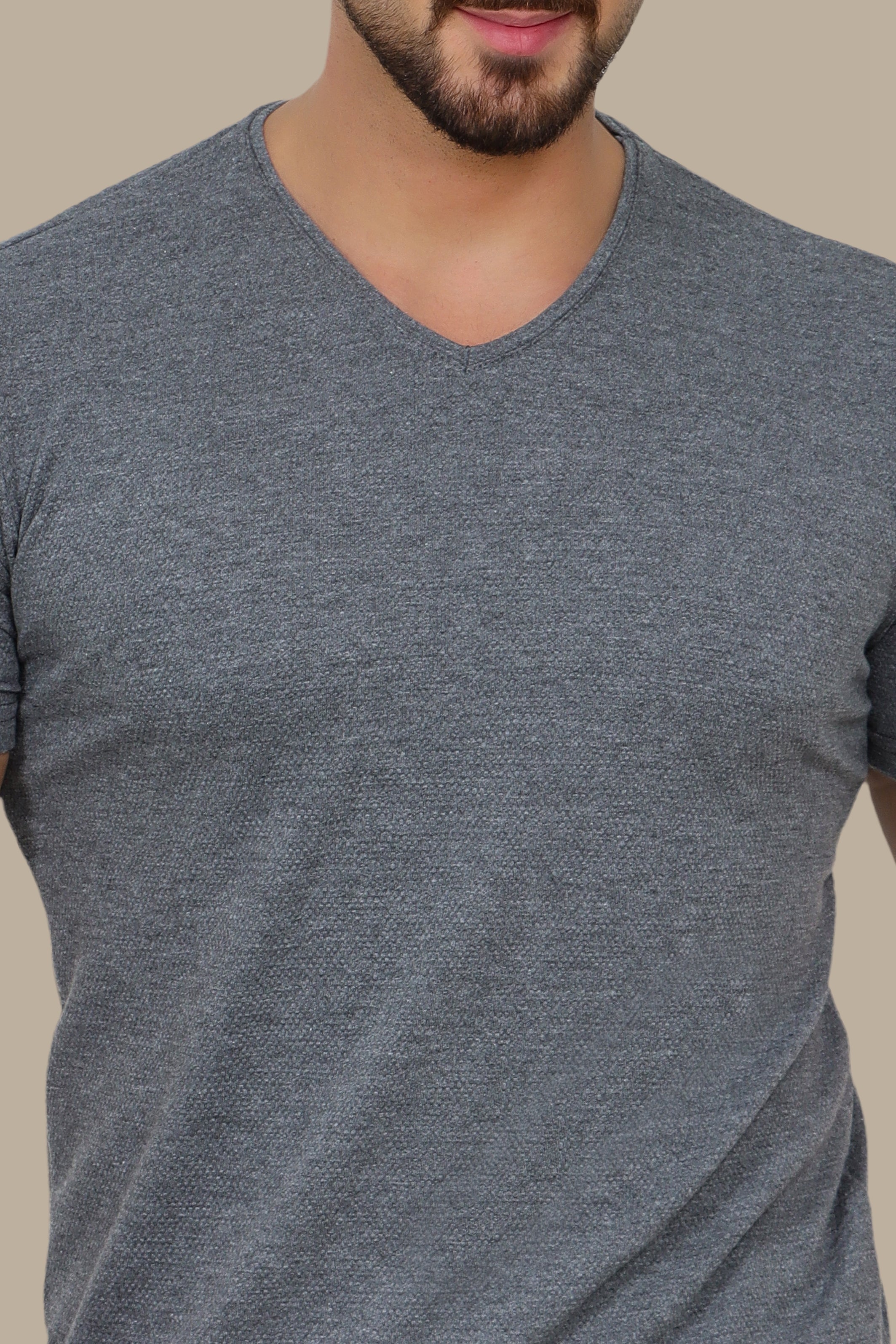 Grey Bubble Pattern V-Neck T-Shirt