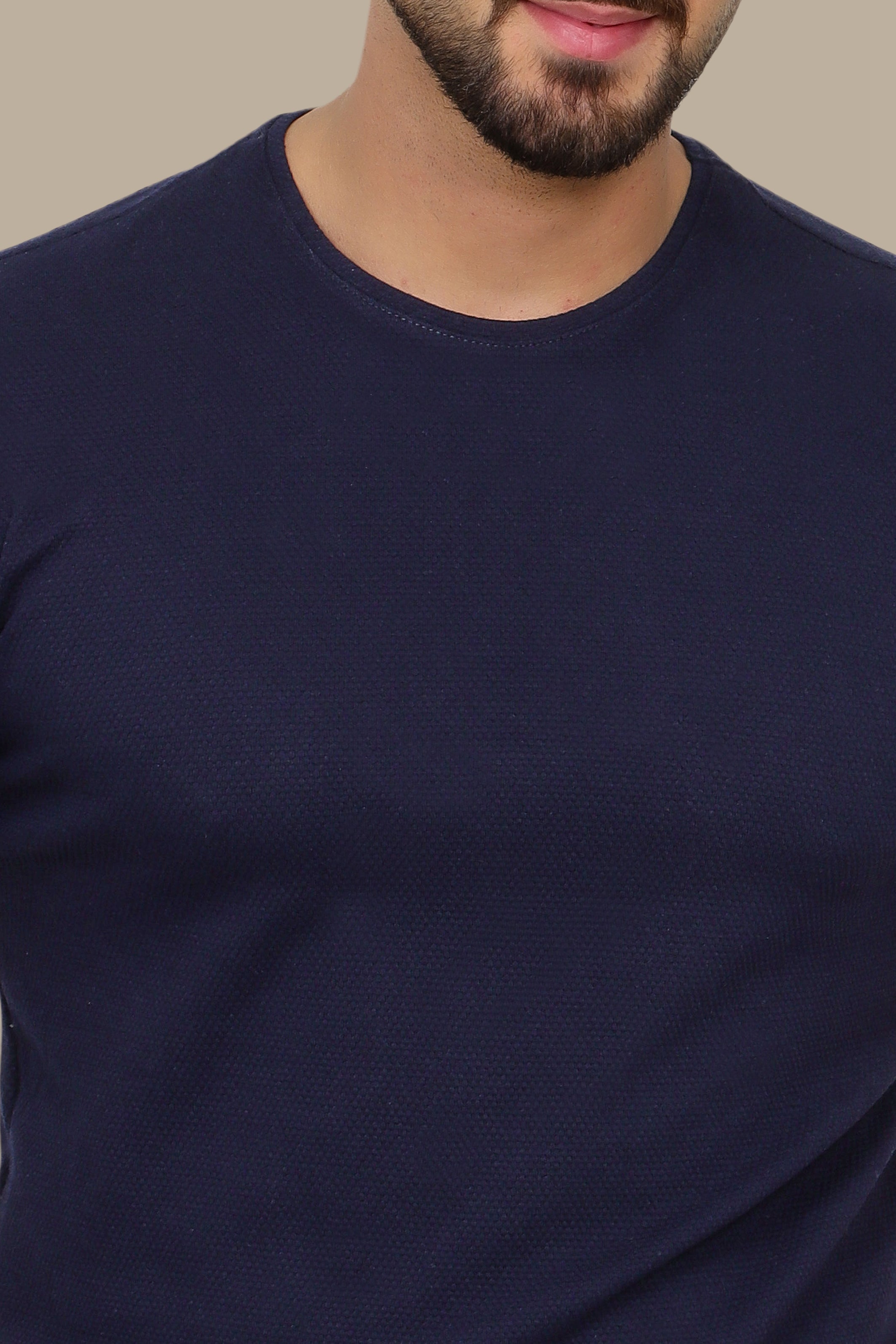 Navy Bubble Pattern Round Neck T-Shirt