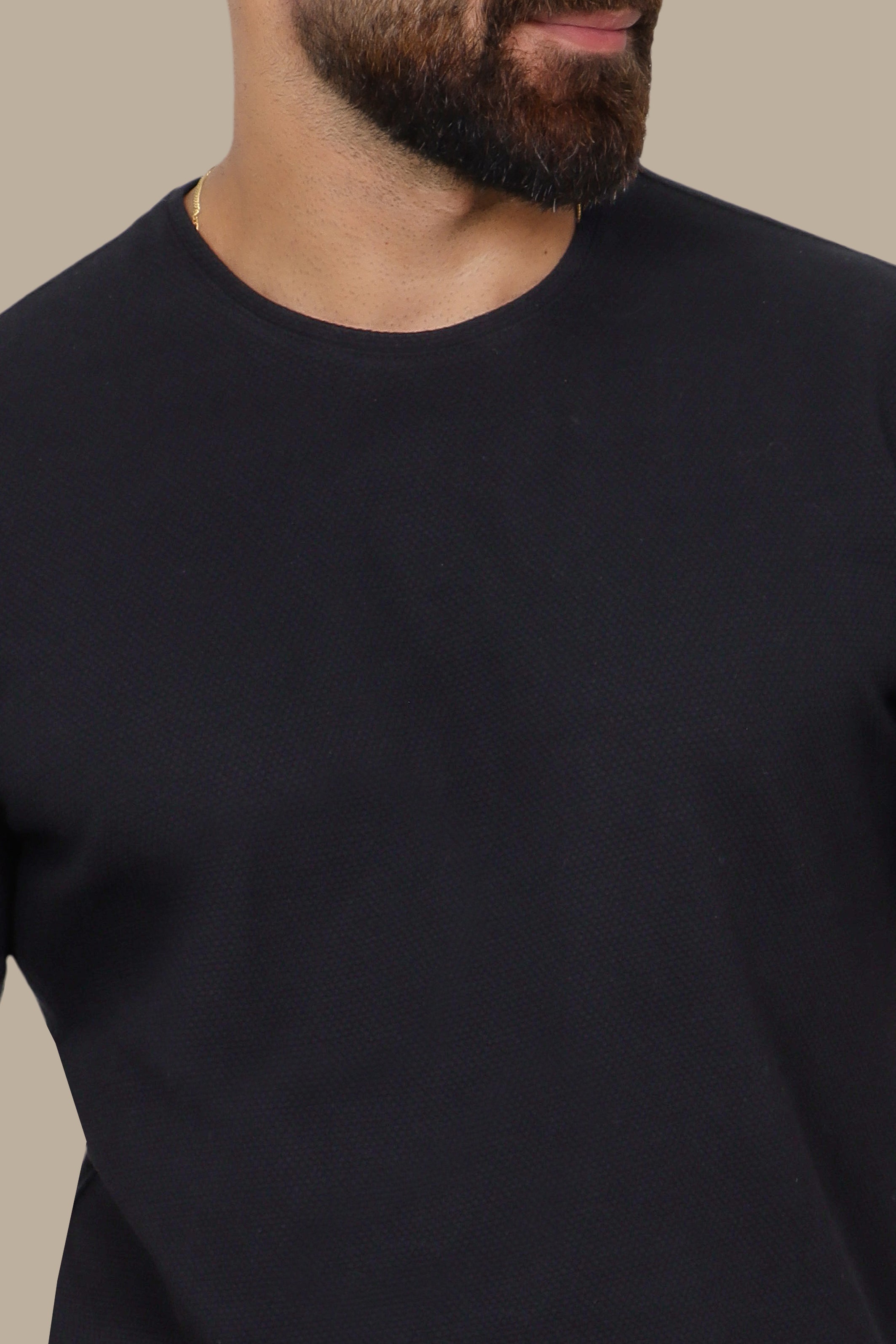 Black T-Shirt with Bubble Pattern and Round Neck