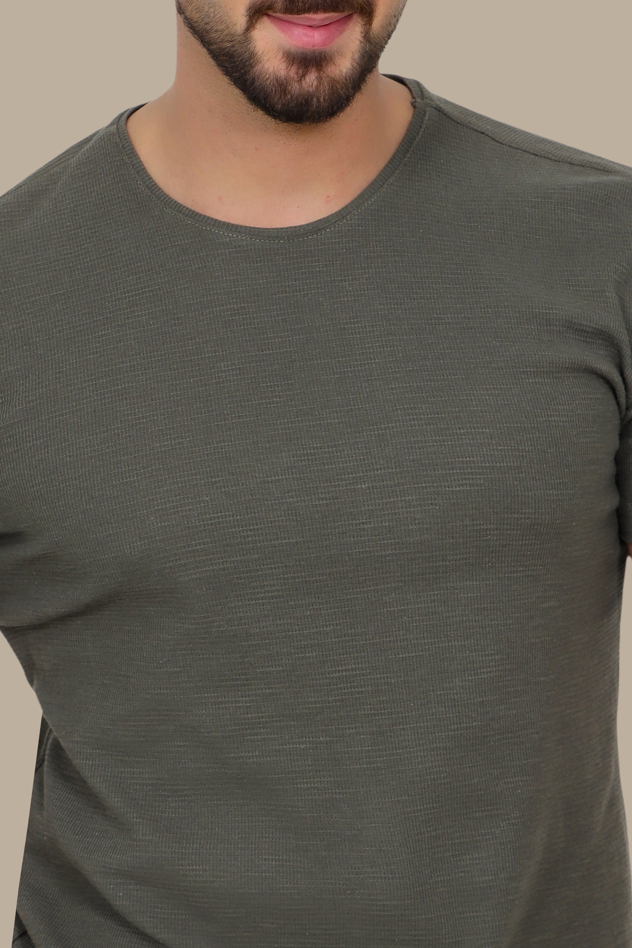 Khaki Square Structured T-Shirt