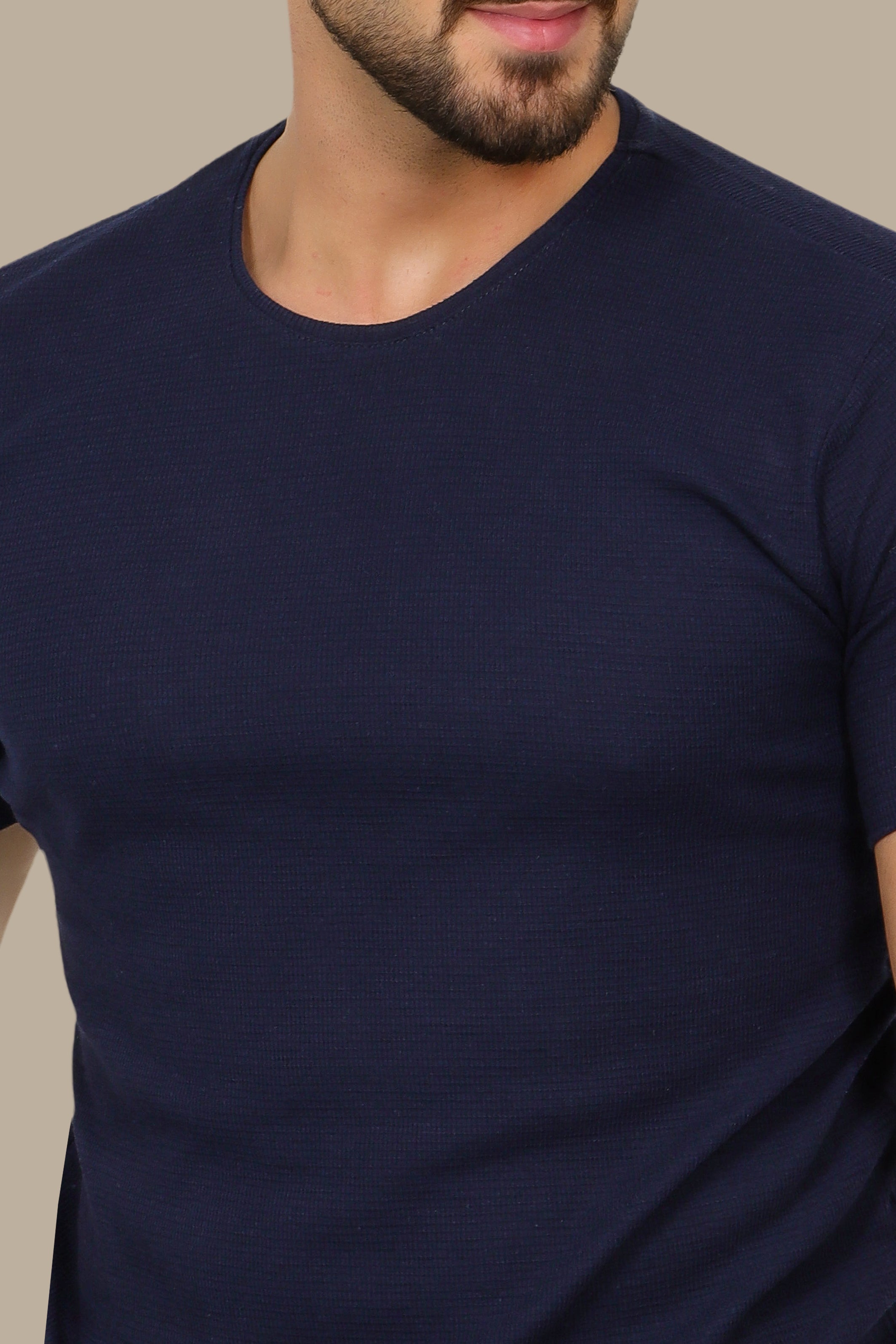 Navy Square Pattern T-Shirt
