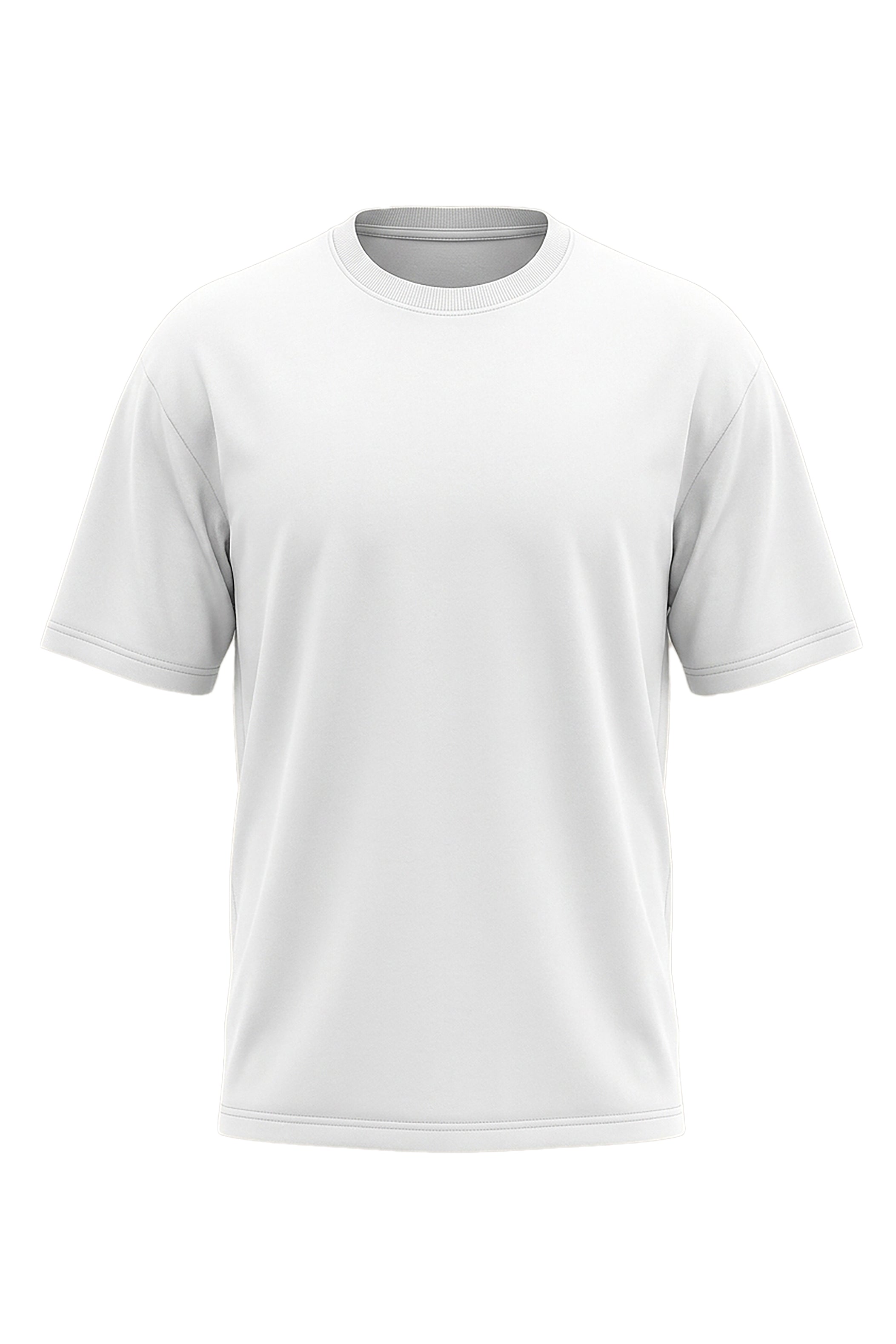 White Half Oversized Basic T-Shirt