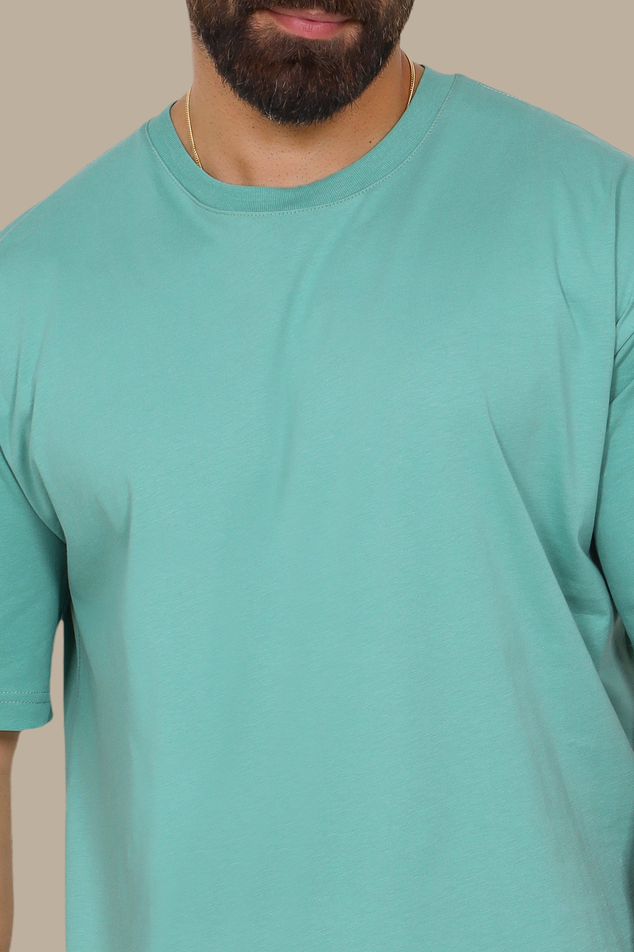 Aqua Half-Oversized Basic T-Shirt