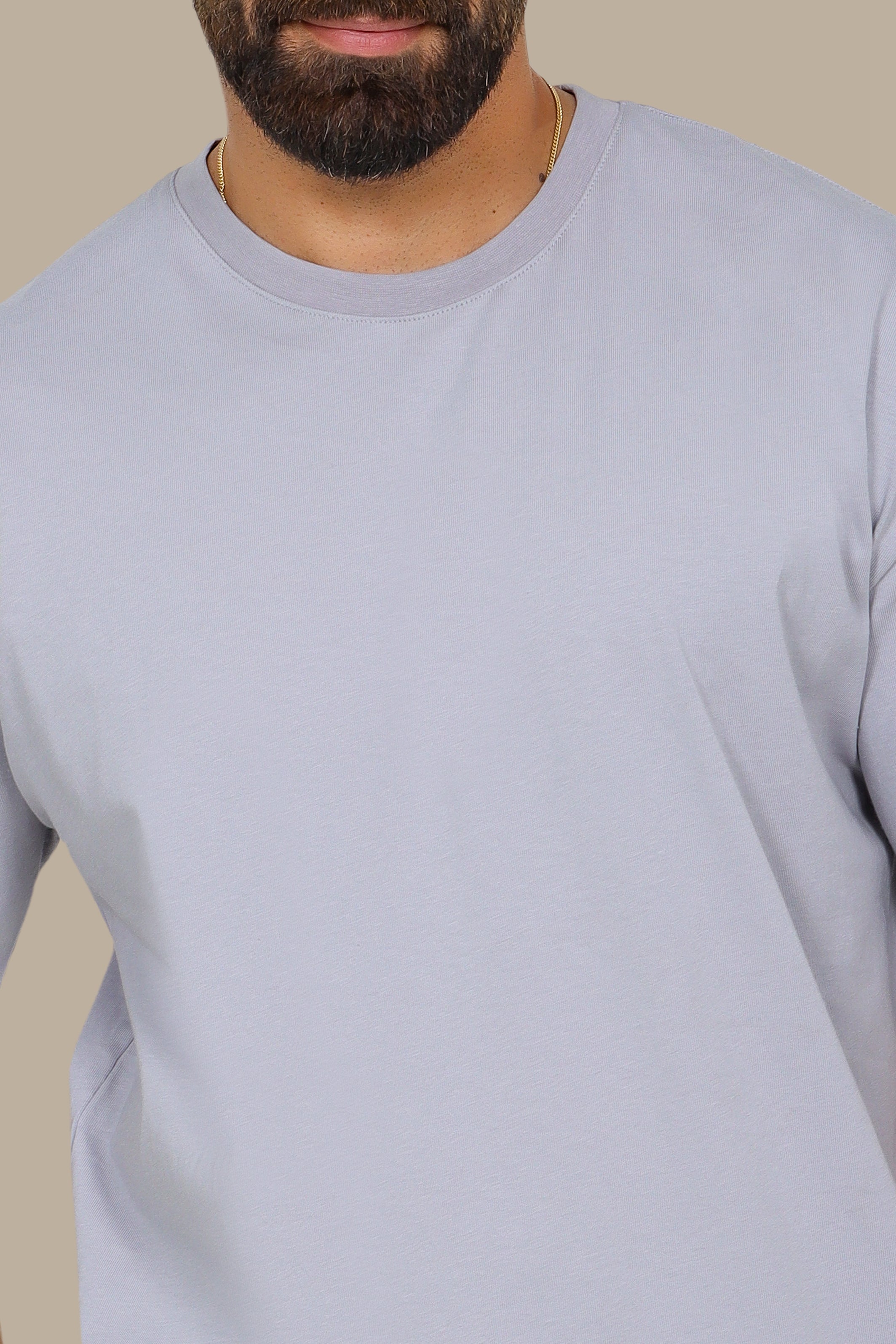 Grey Half-Oversized Basic T-Shirt