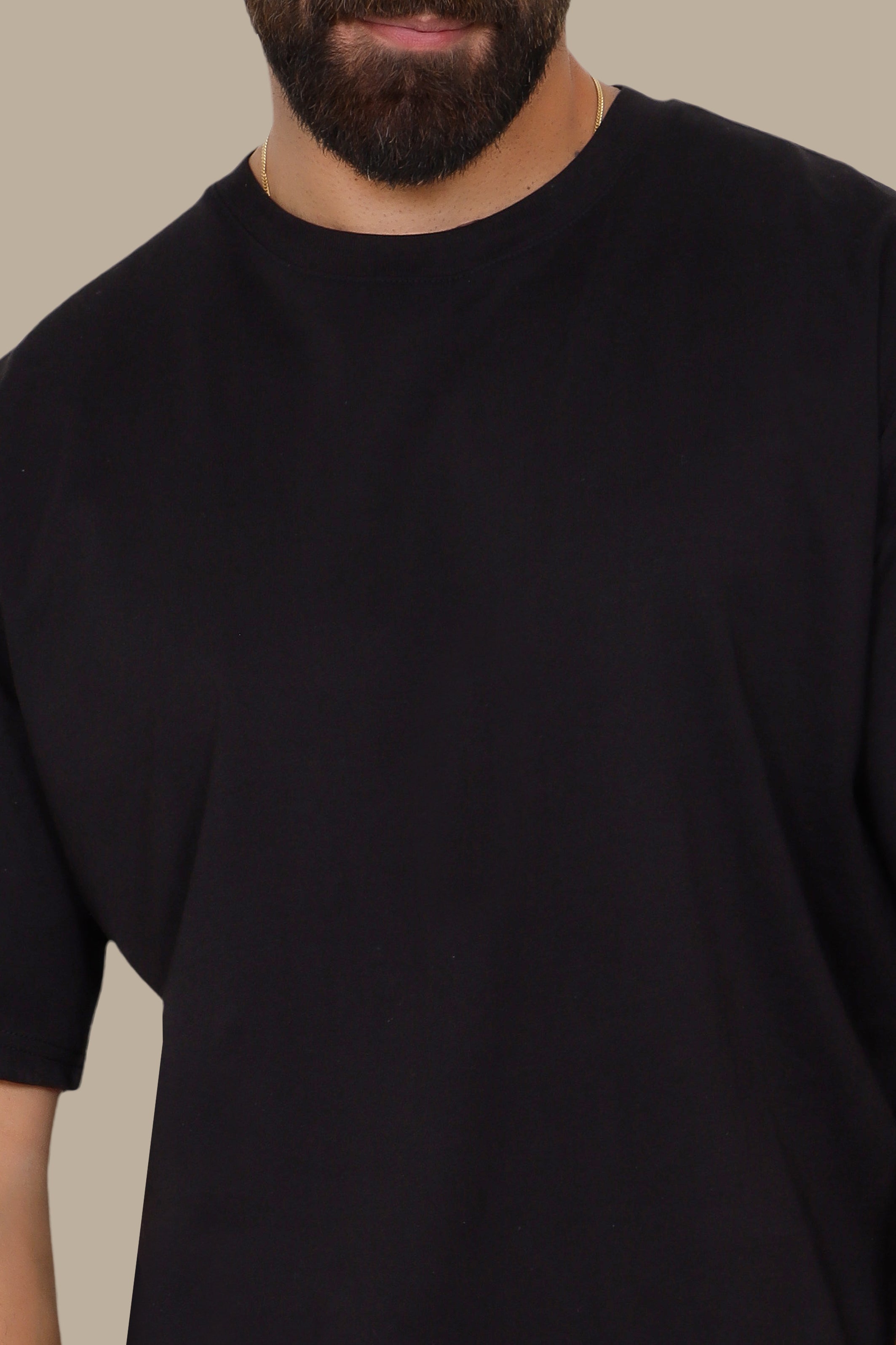 Black Half-Oversized Basic T-Shirt