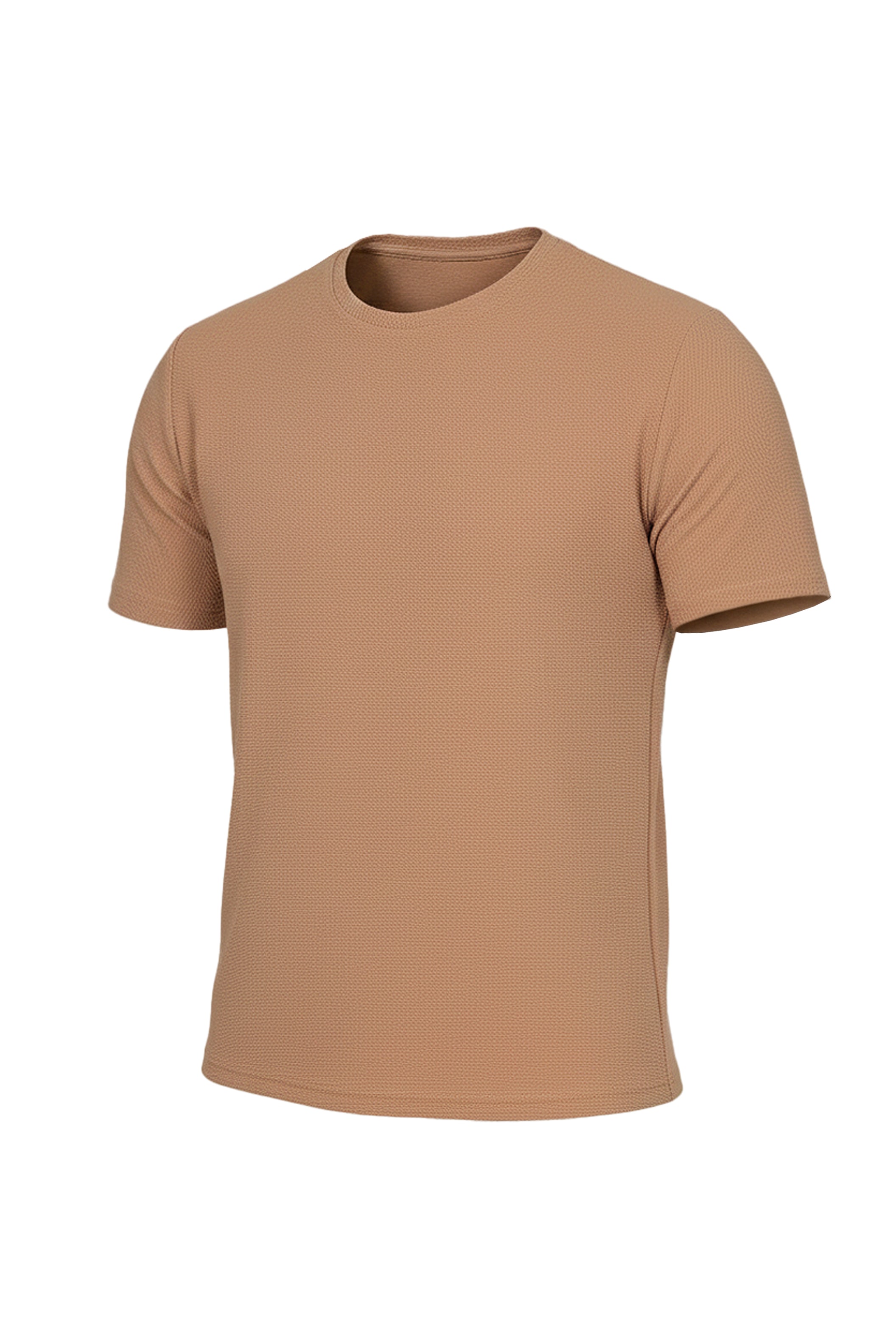 Havane Structured Lycra T-Shirt with Round Neck