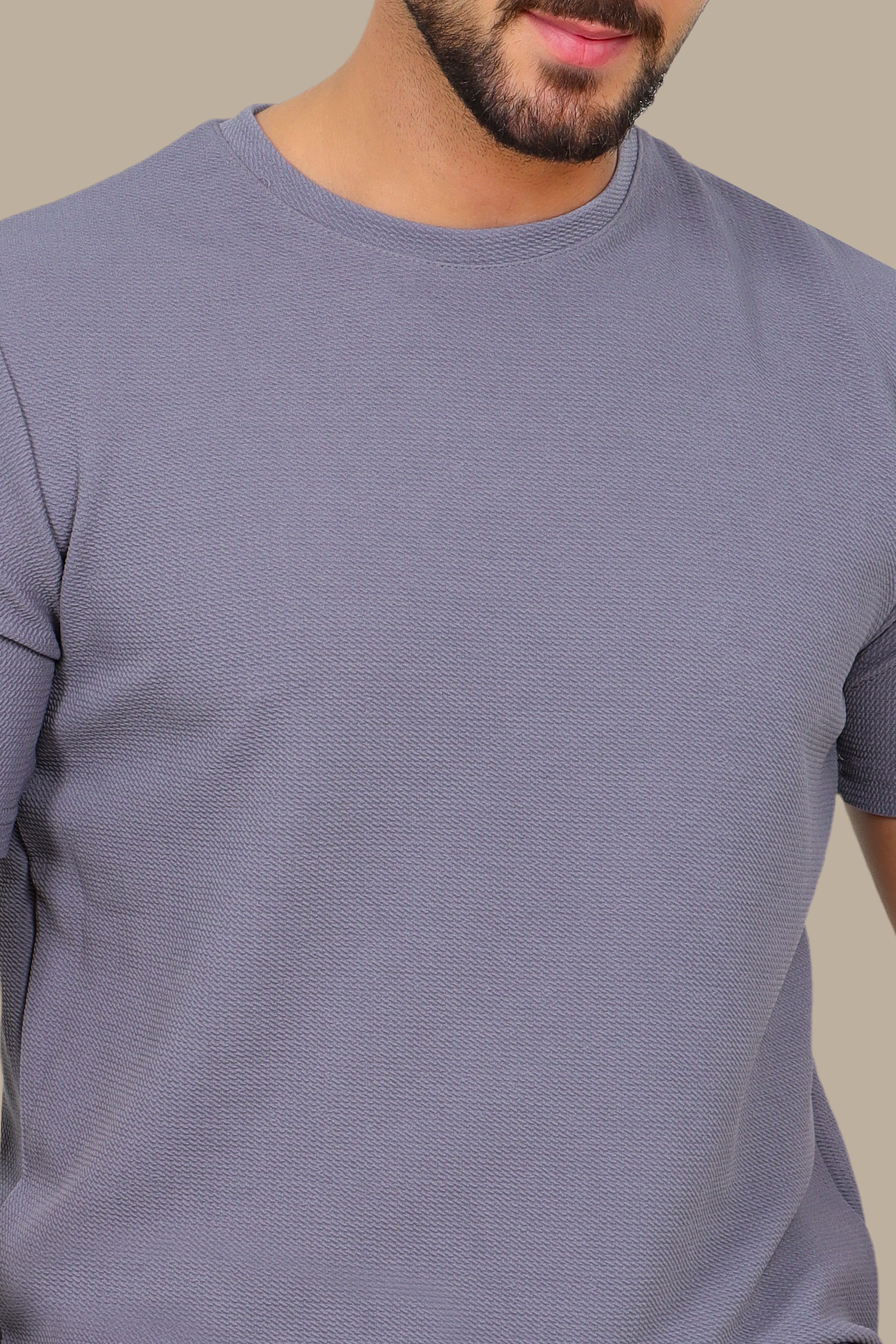 Structured Lycra Round Neck T-Shirt