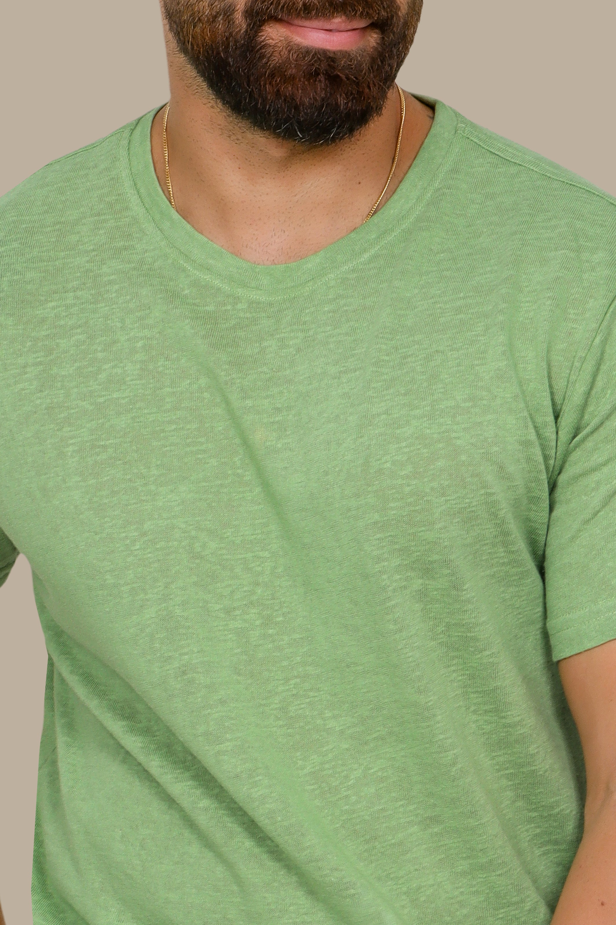 Linen Short Sleeve Round Neck T-Shirt