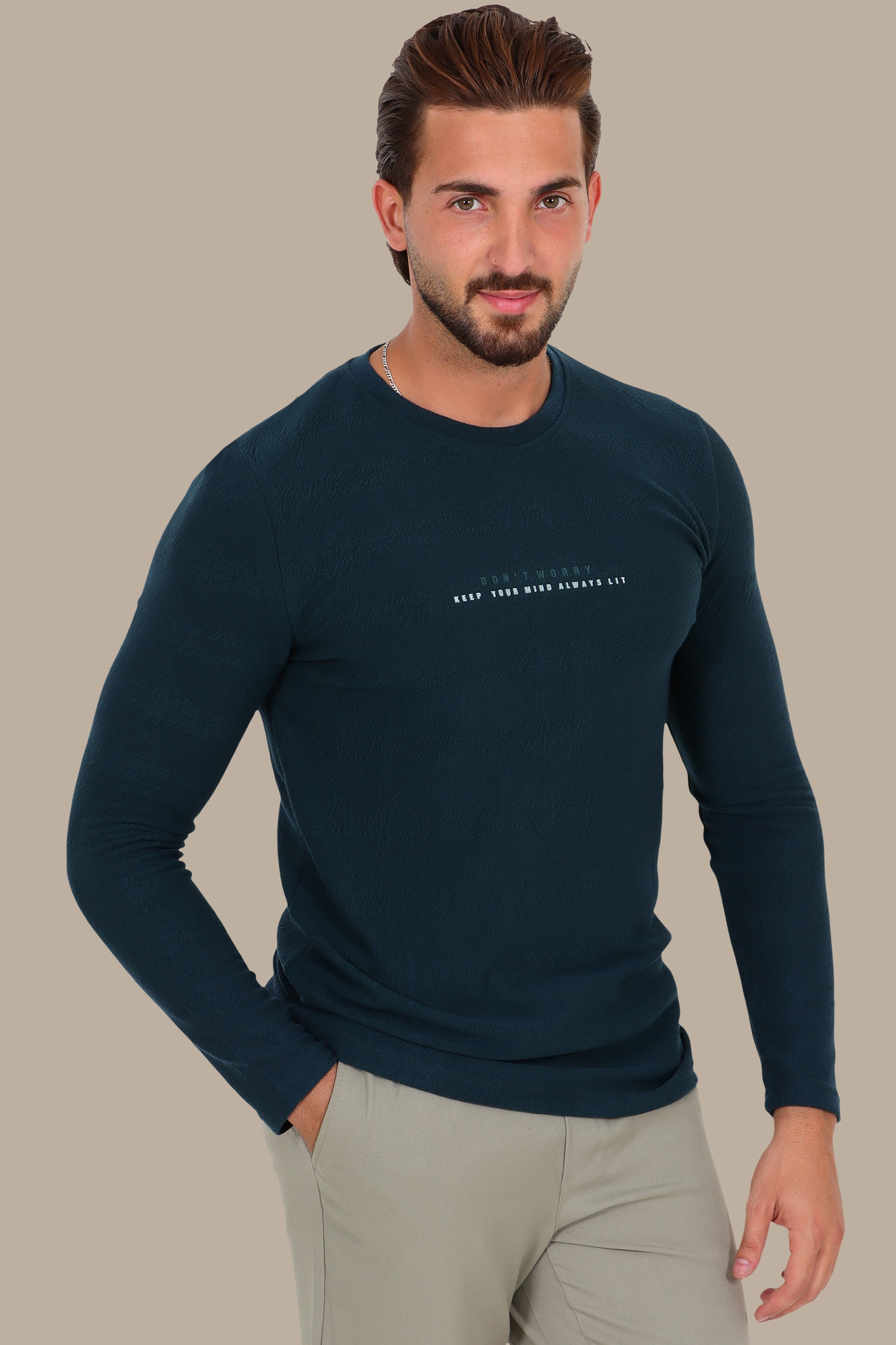 Dark Green “Don't Worry” Bubbles Long Sleeve