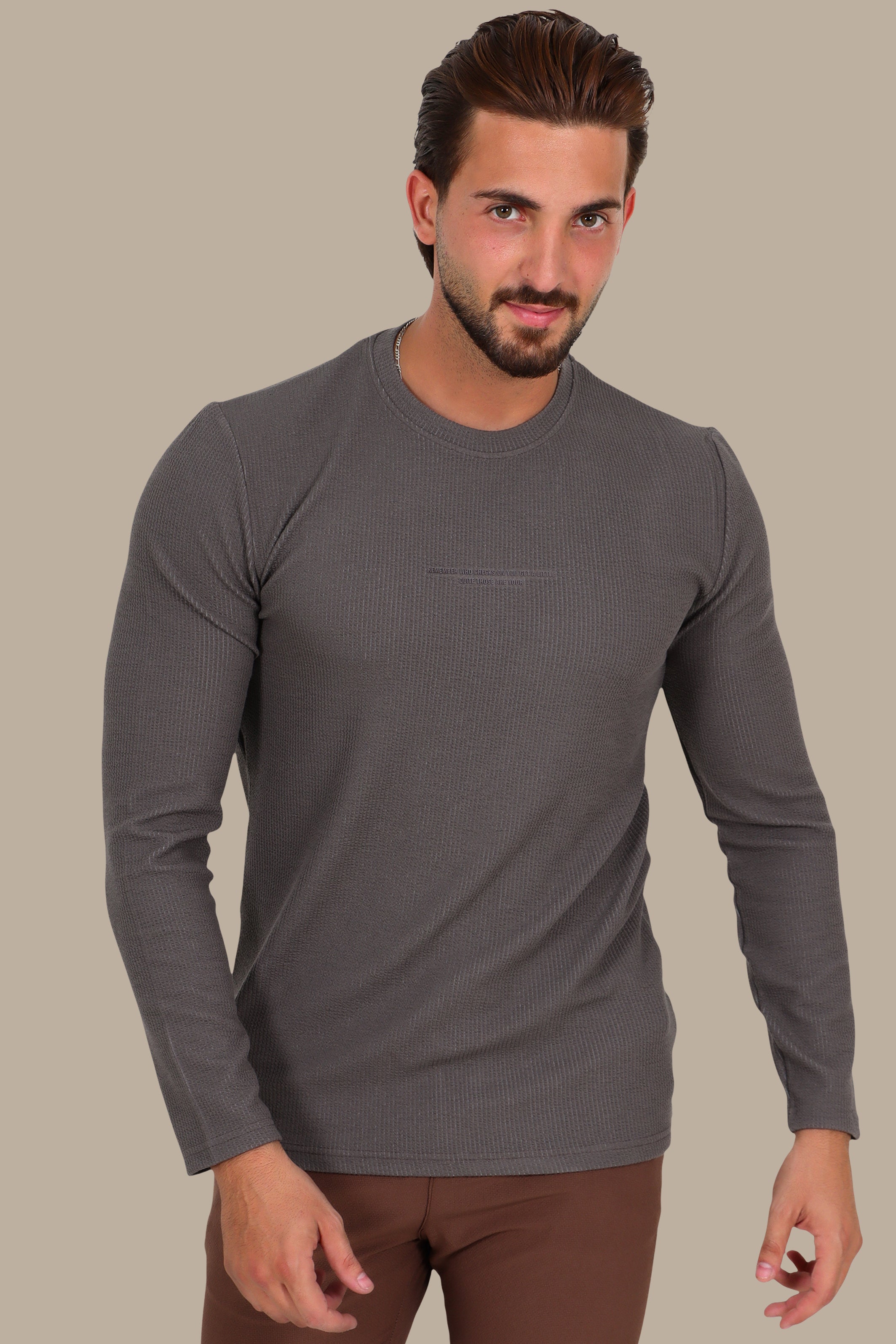 Mocha “Who Checks” Ribbed Long Sleeve