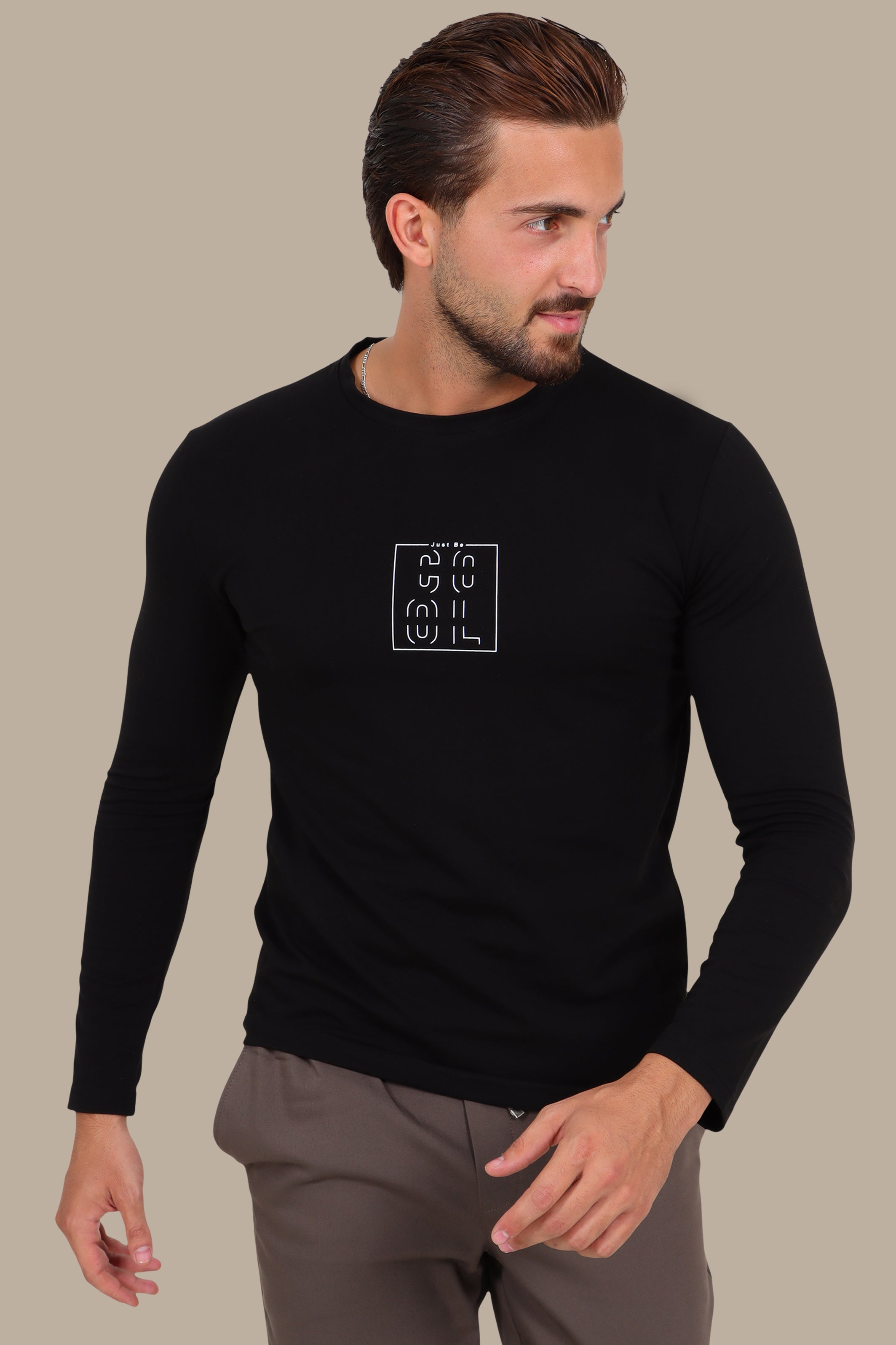 Black “Just Be Cool” Printed Long Sleeve