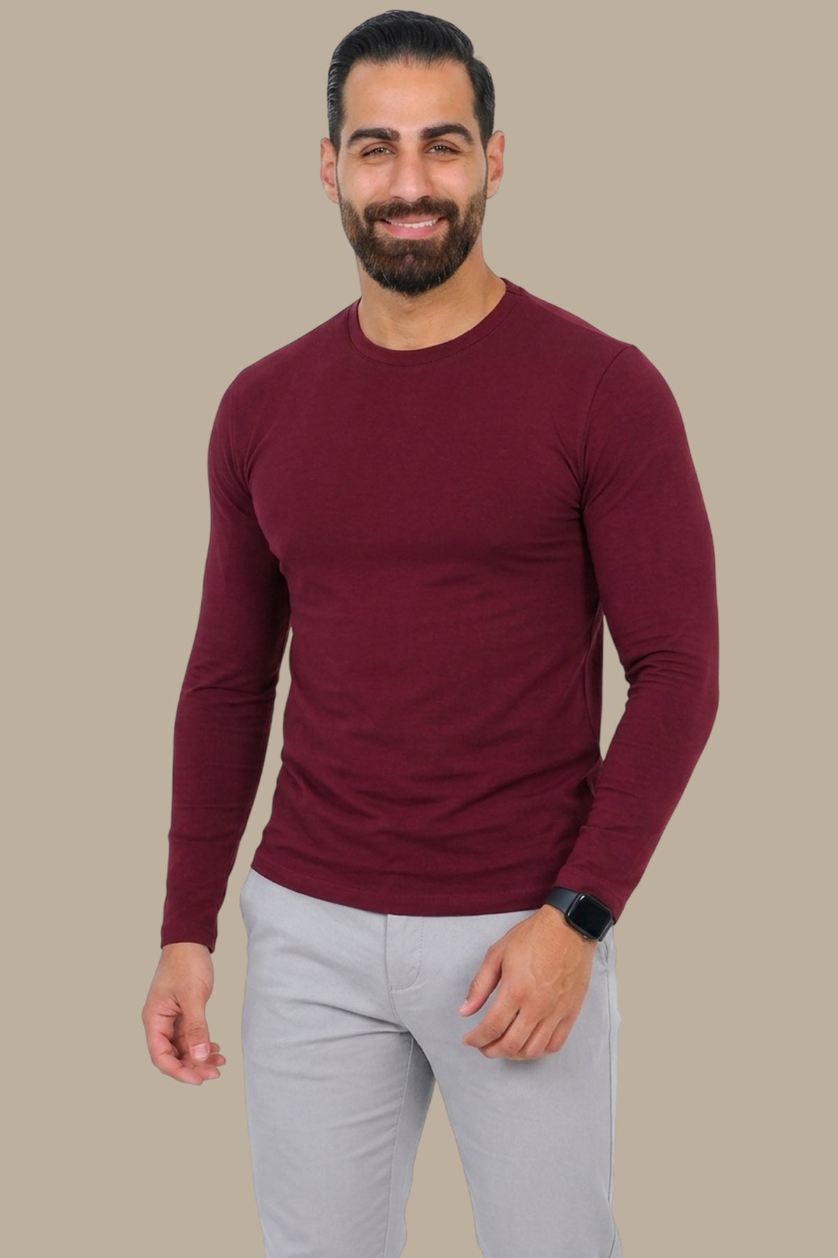 Burgundy Basic Long Sleeve Top