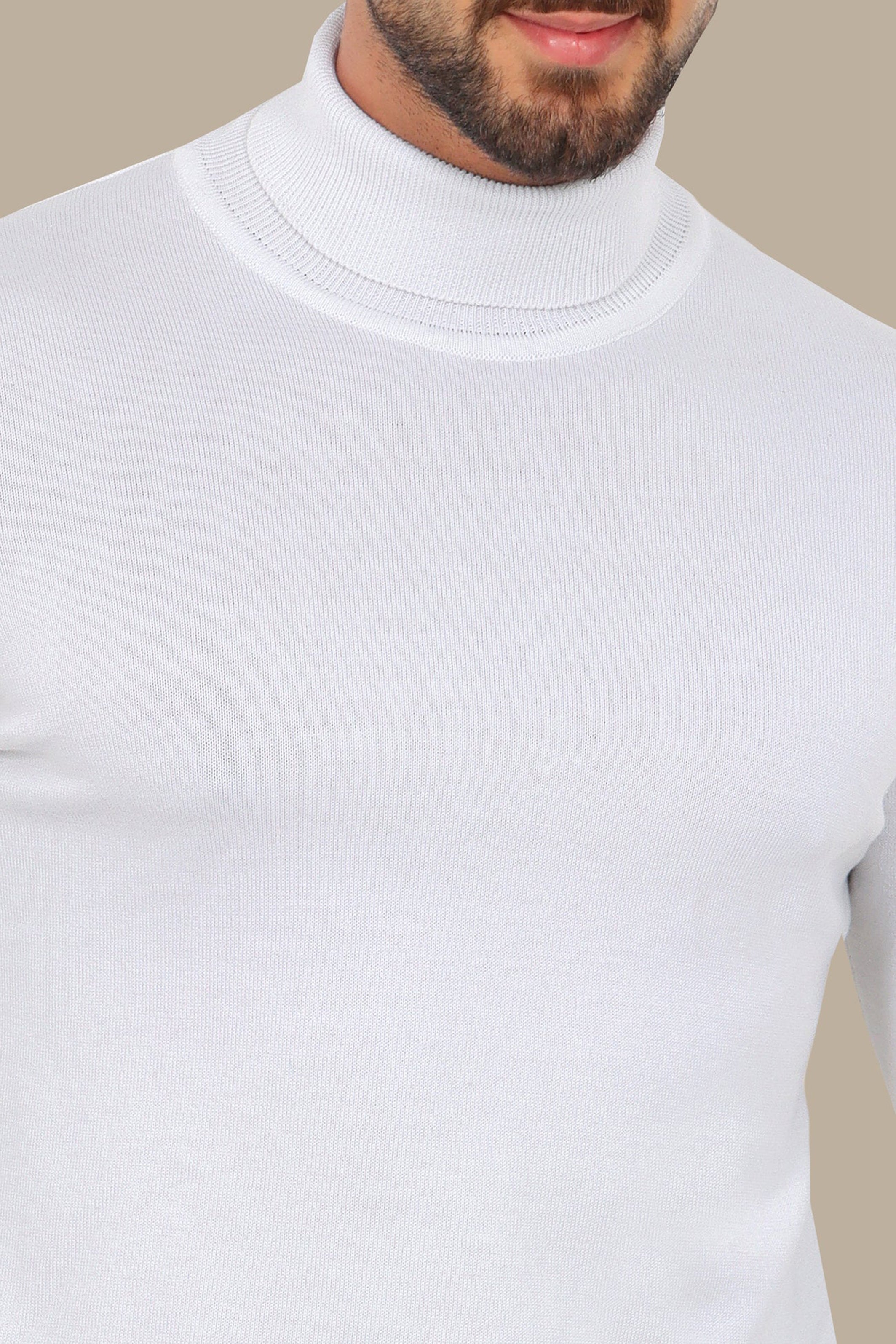 White Turtle Neck Basic Sweater