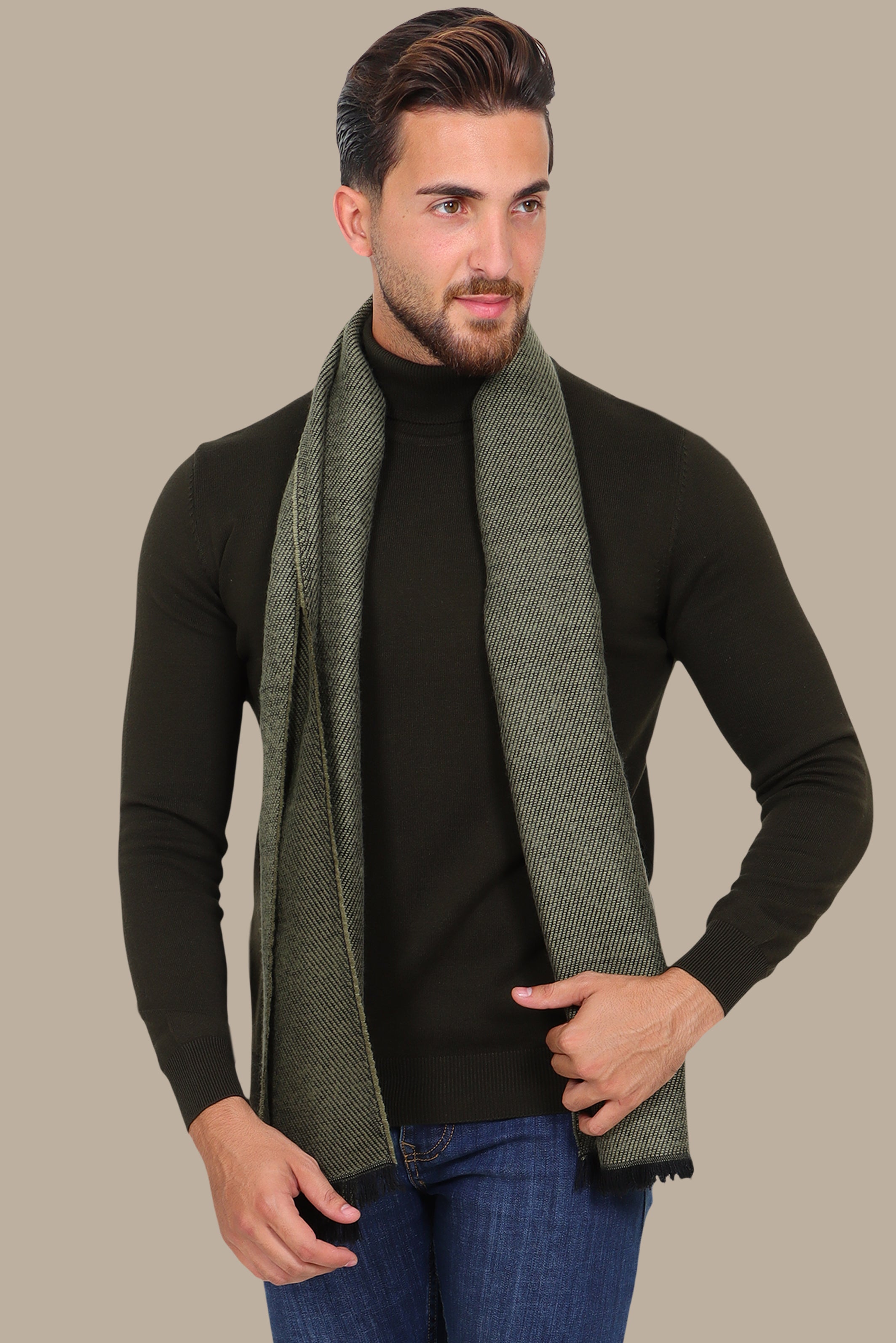 Basic Khaki Turtleneck Sweater