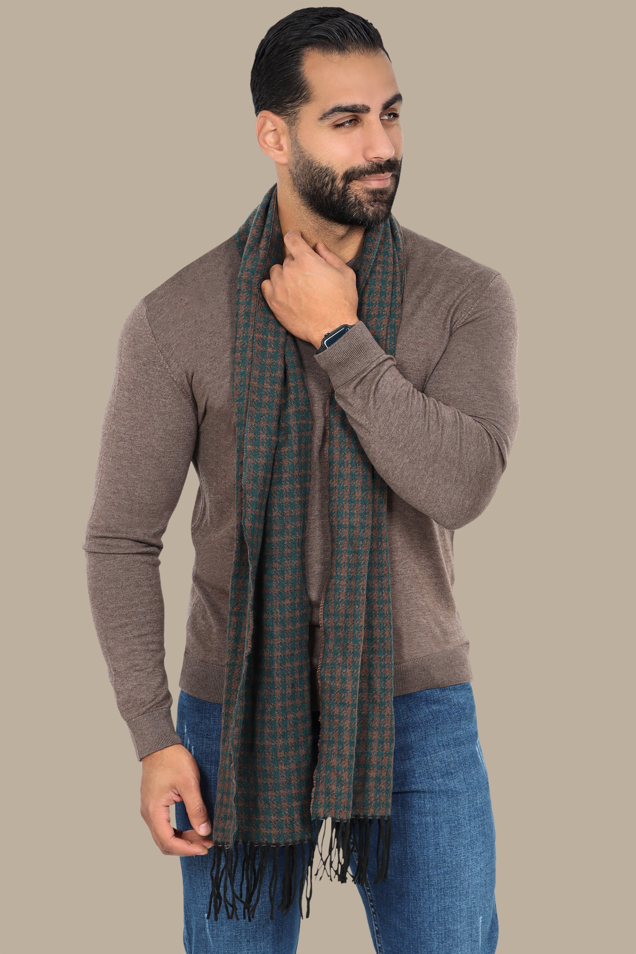 Camel V-Neck Basic Sweater