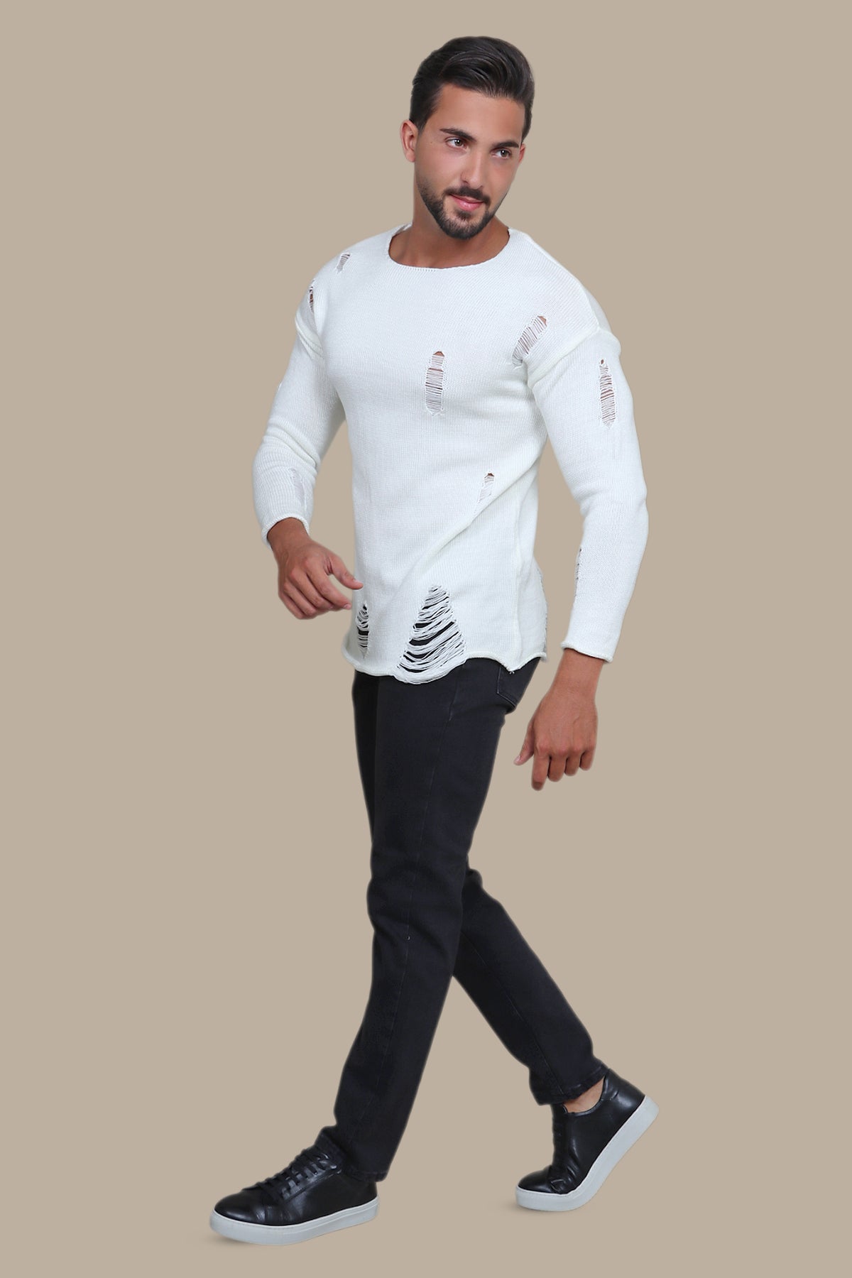 Beauty: The Distressed Open-Neck Sweater