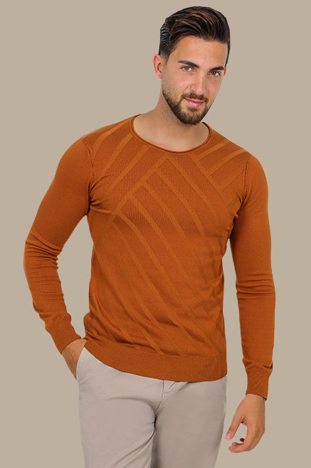 Double-Neck Havane Stripes Sweater