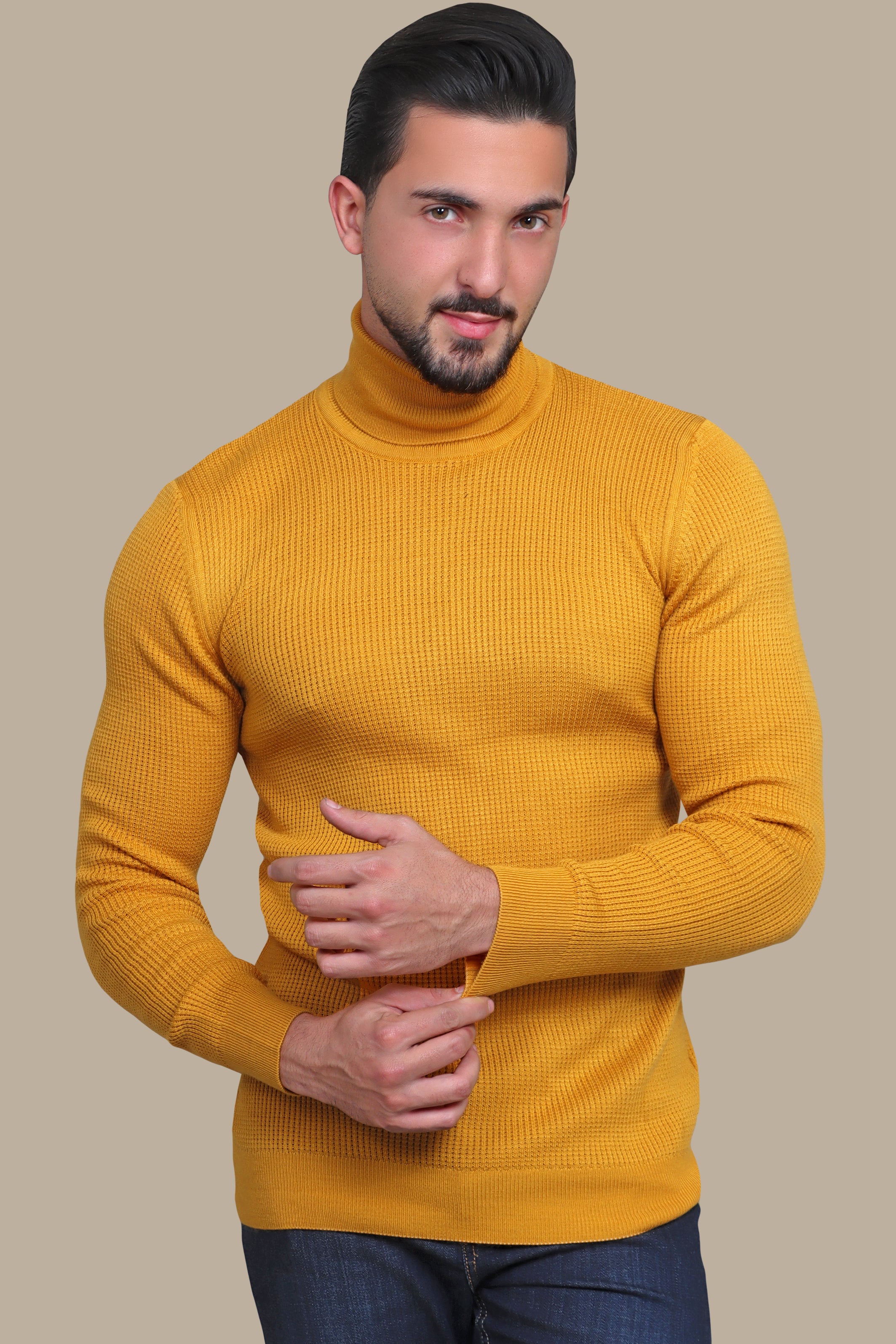 Mustard turtleneck sweater sale