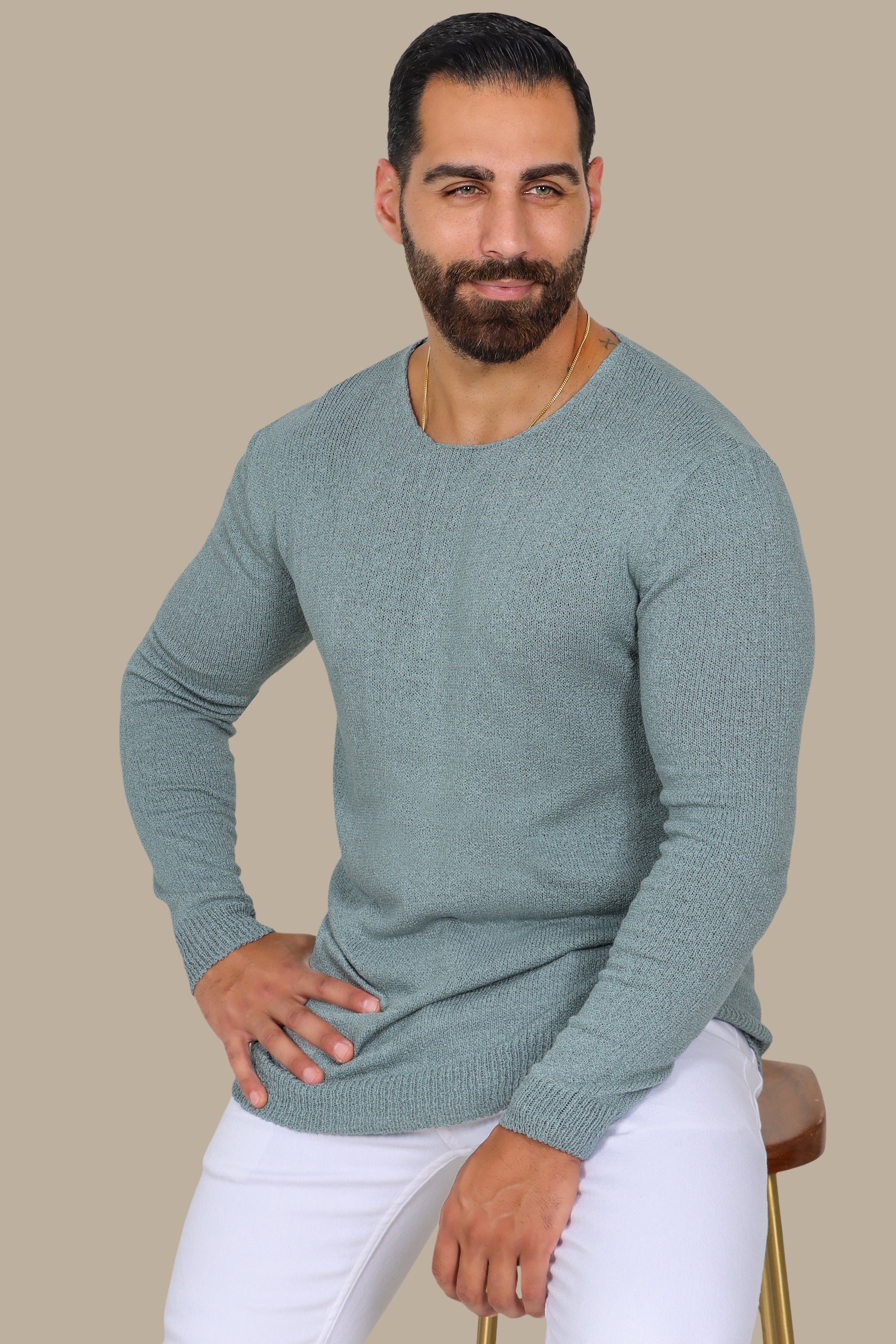 Classic Comfort: Pistache Mercerized Plain Sweater