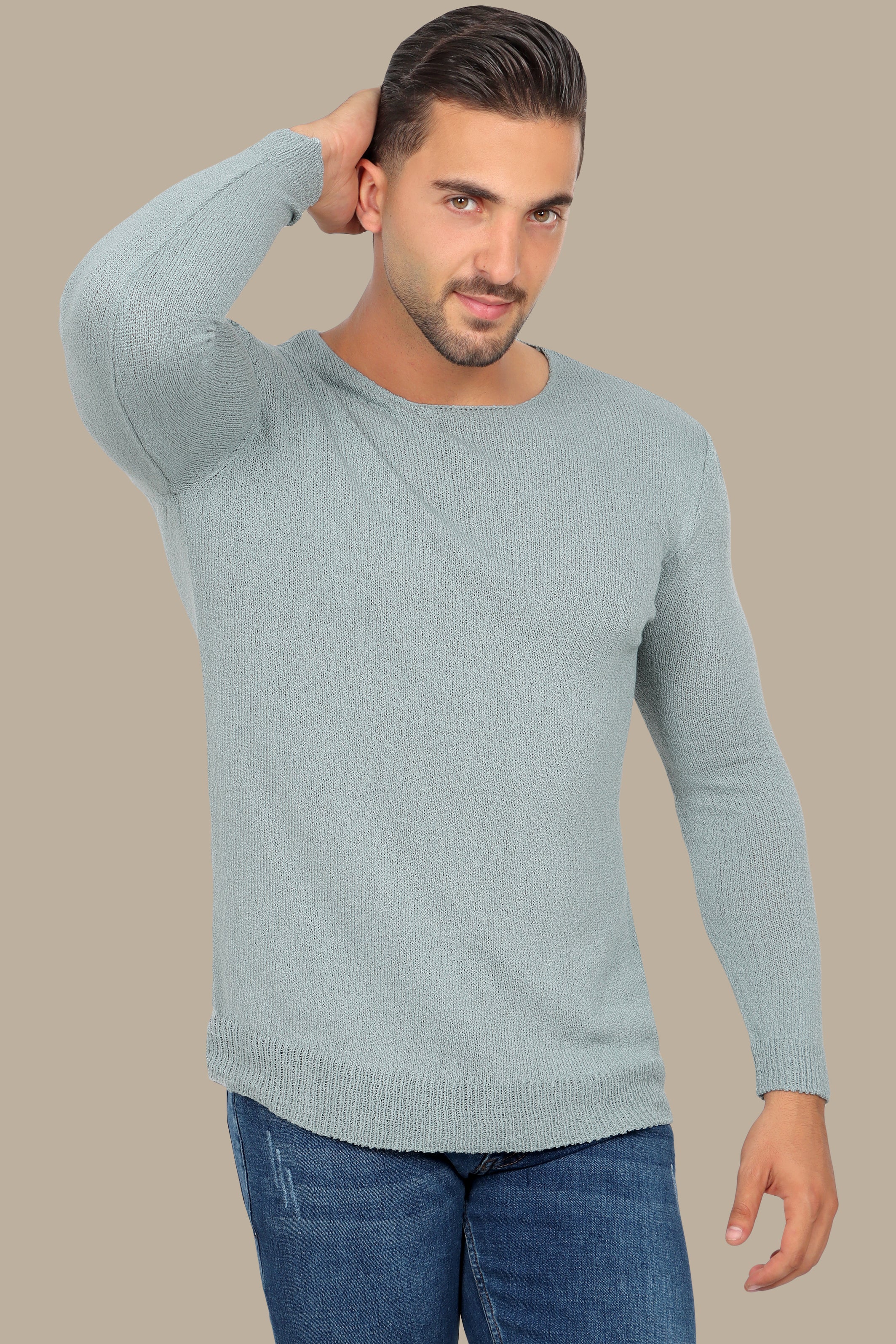 Classic Comfort: Pistache Mercerized Plain Sweater