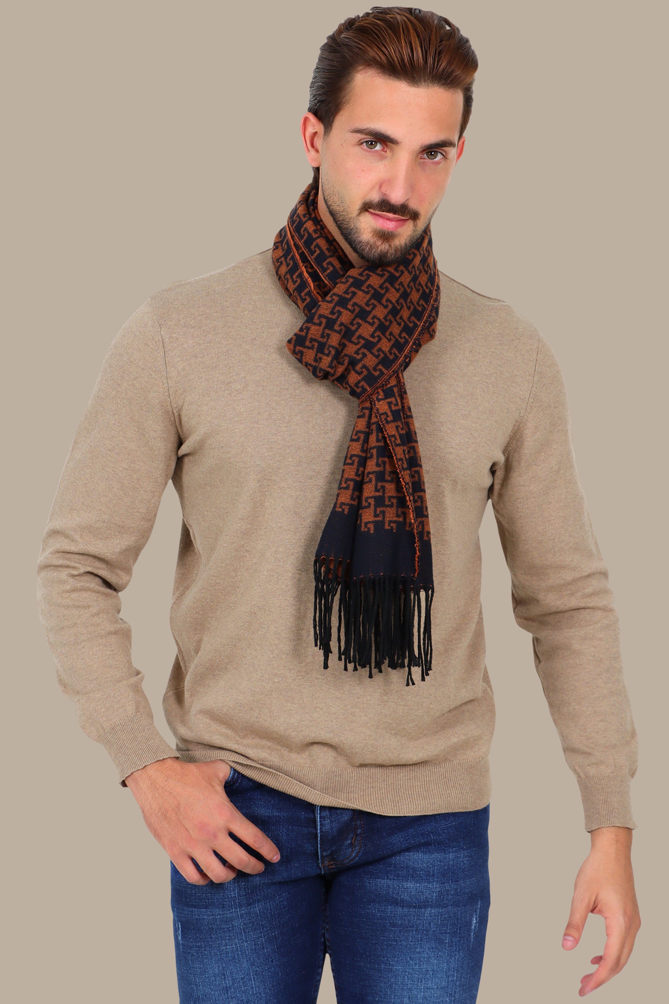 Beige Basic Round Neck Sweater