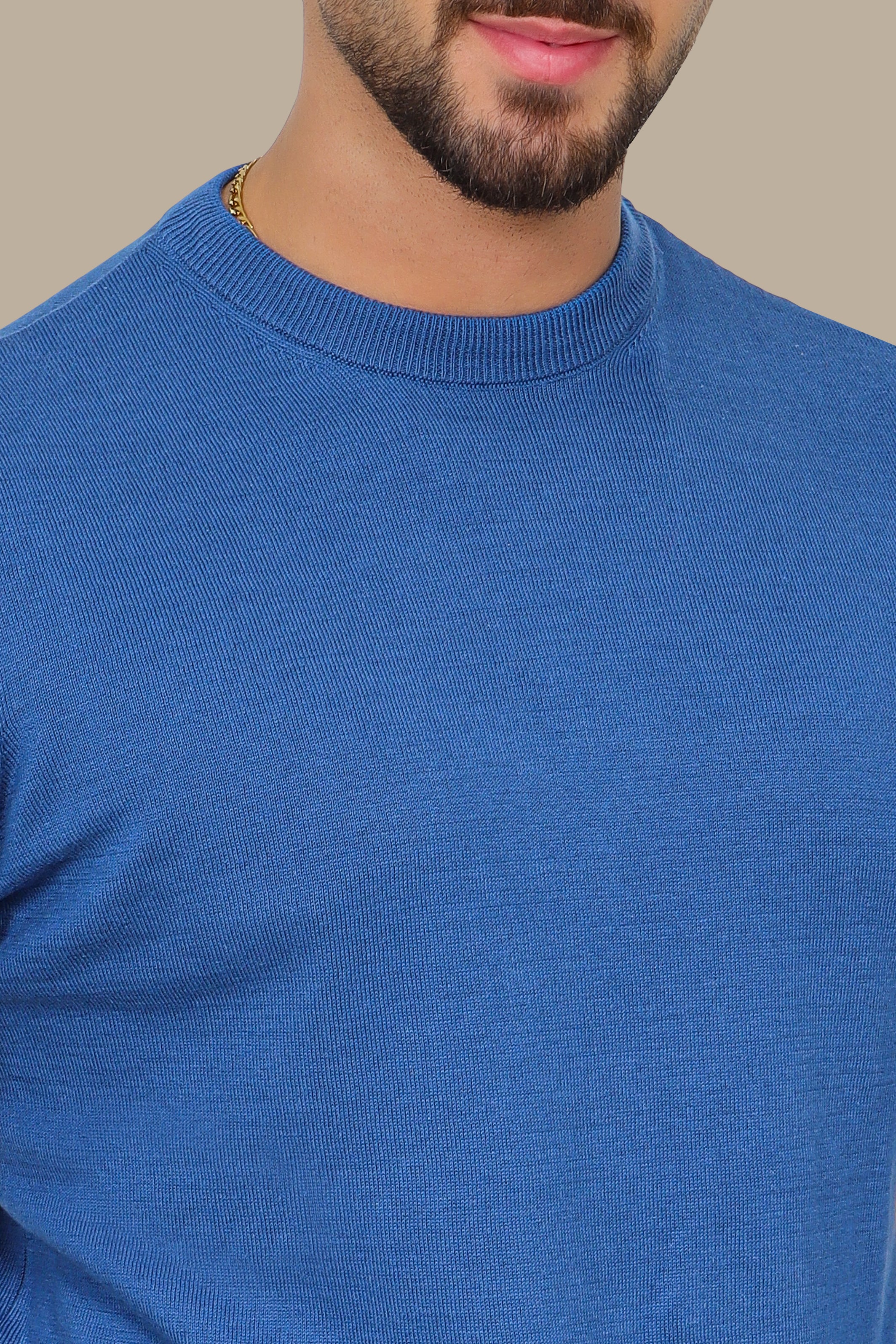 Light Blue Basic Round Neck Sweater