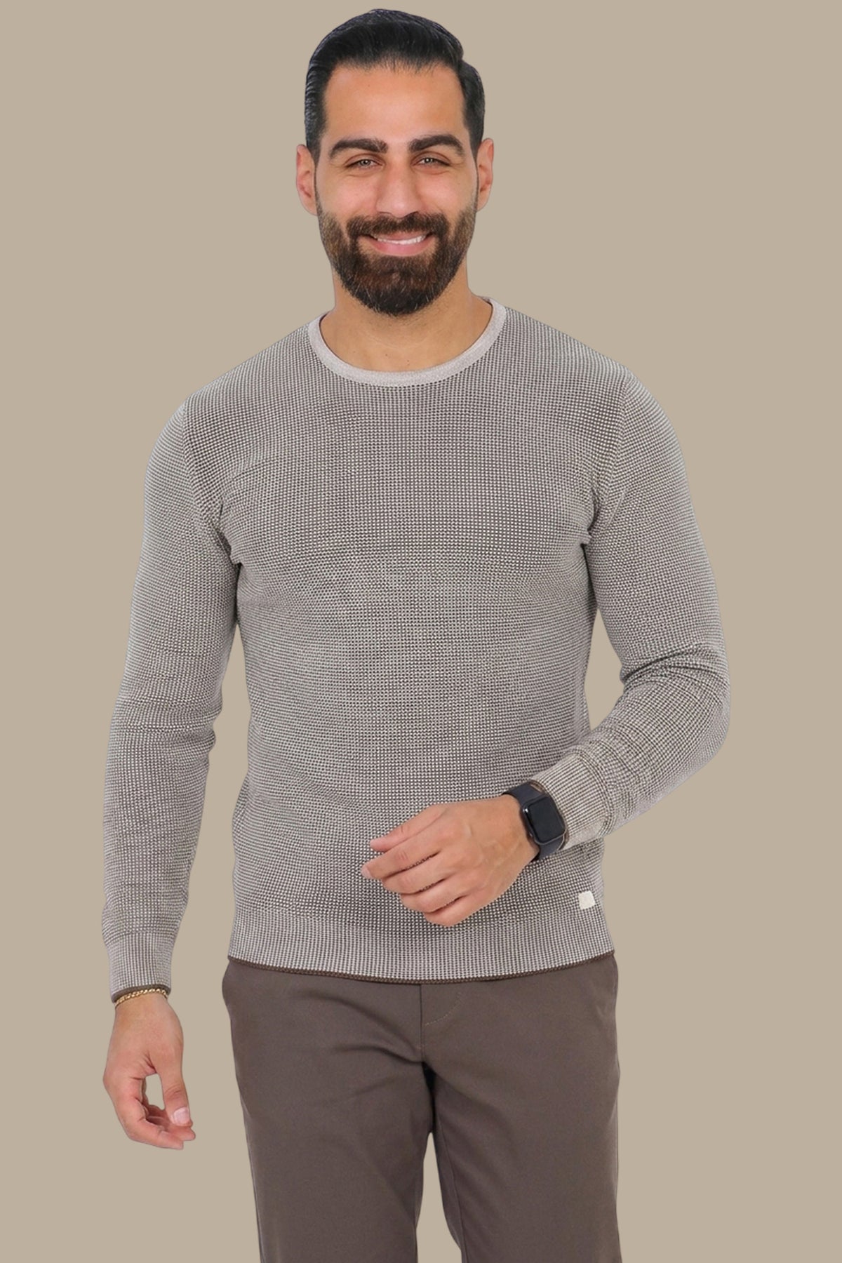 Elegant Layers: Beige Double-Collar Top
