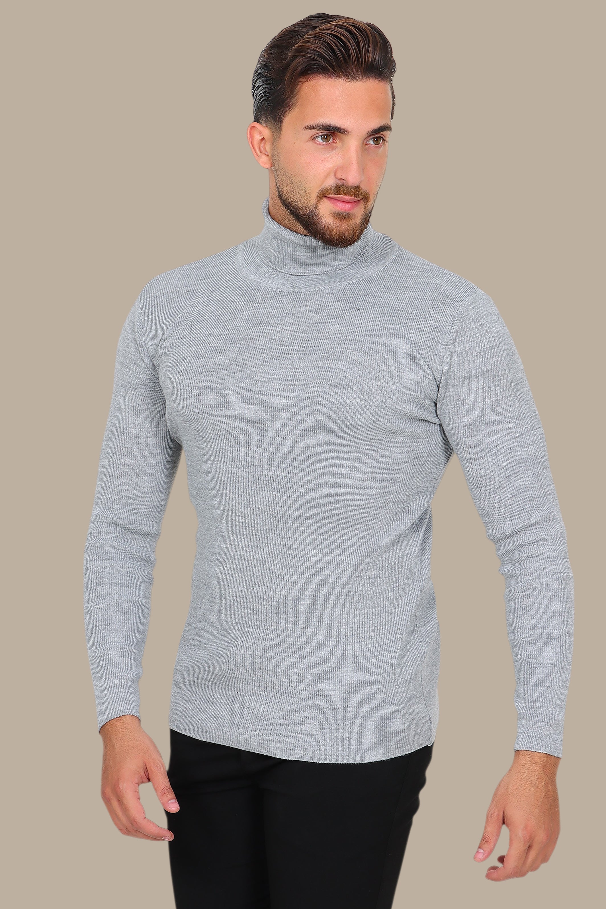 Grey Turtleneck Sweater