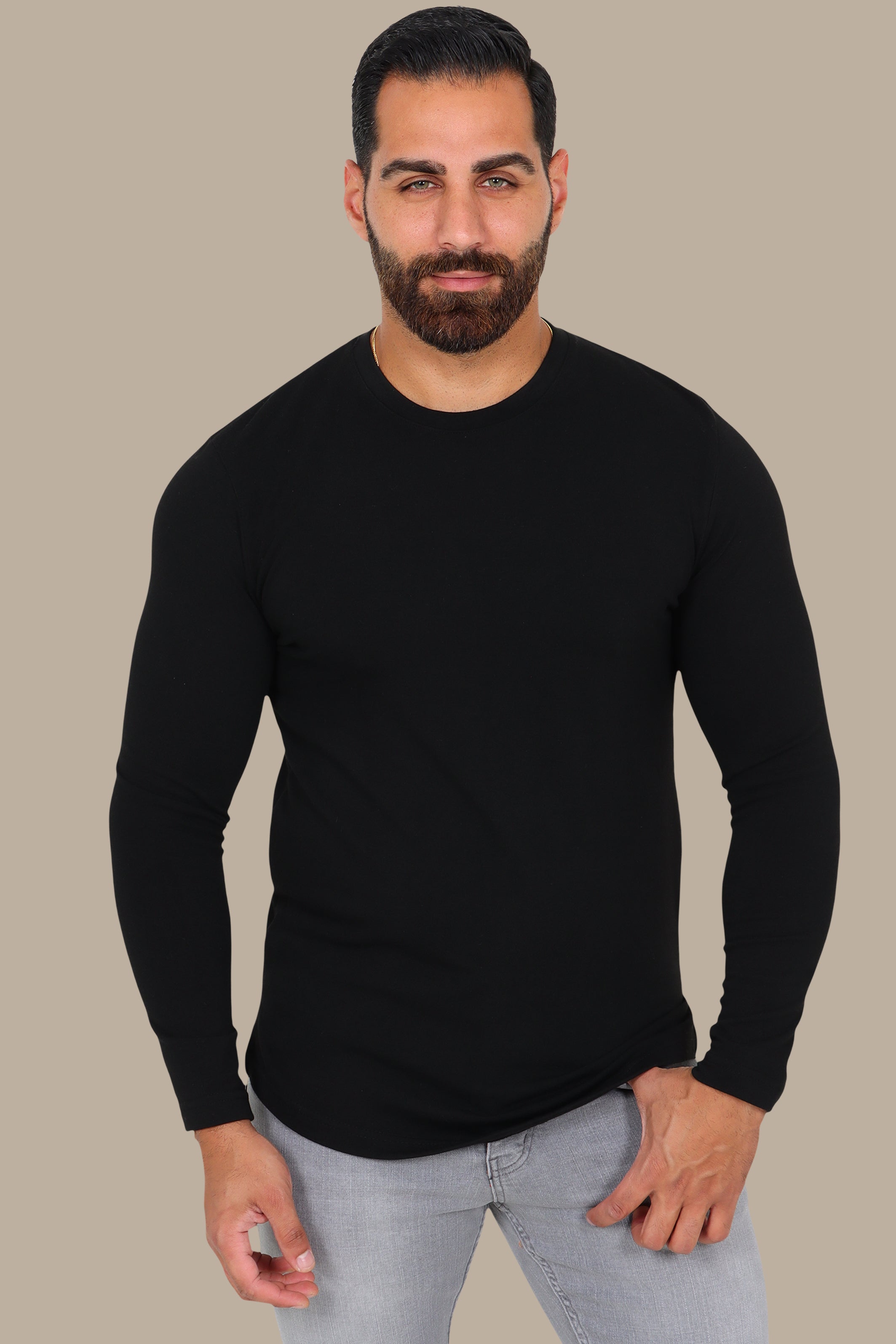 Black Long Sleeve Top with Back Wings Print