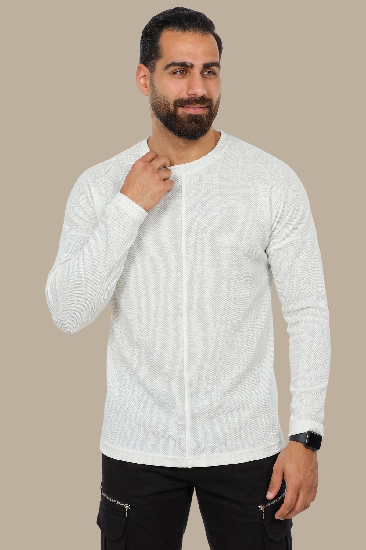 White Structured Top with Mid Cut